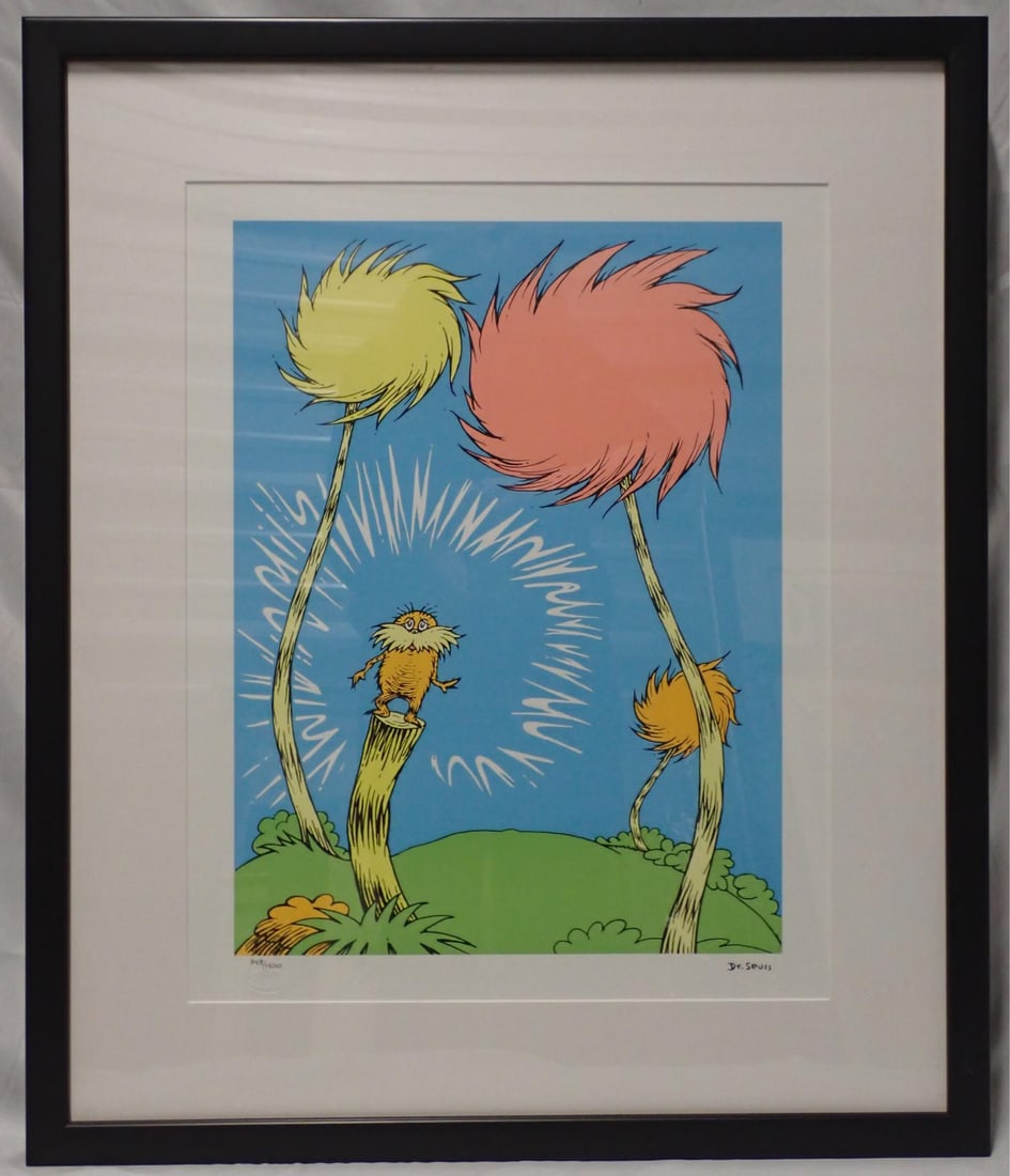 The Lorax Book Cover Dr. Seuss print: Ltd. Edition Print frame: 27" x 23" print 19 1/2" x 15 1/4" certificate of authenticity