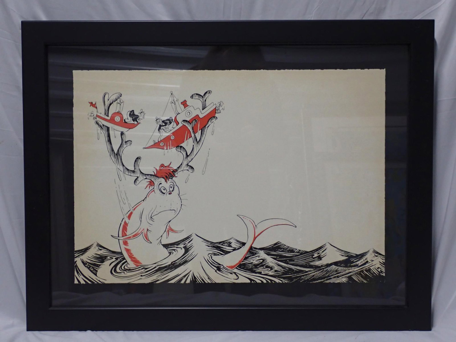 Dilemma Fish Dr. Seuss print: Ltd. Edition Print Frame 22" x 29" print 15" x 22" Signed no 40/295 Print has some foxing