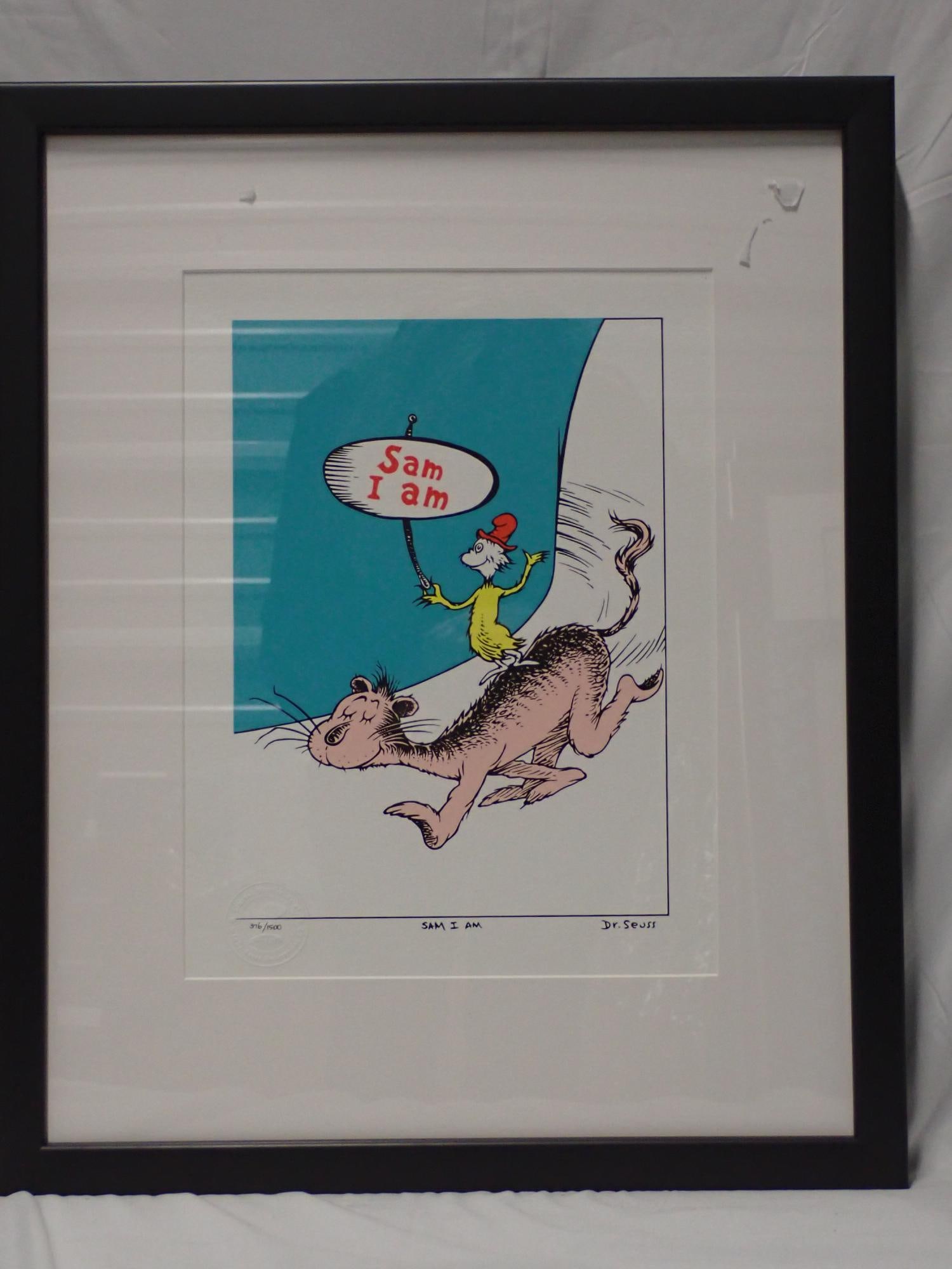 Sam I Am Dr. Seuss print: Ltd. Edition Print Frame 21 1/2" x 17 1/2" print 14" x 10" . Signed No 376/1500 Certificate of Authenticity near perfect condition