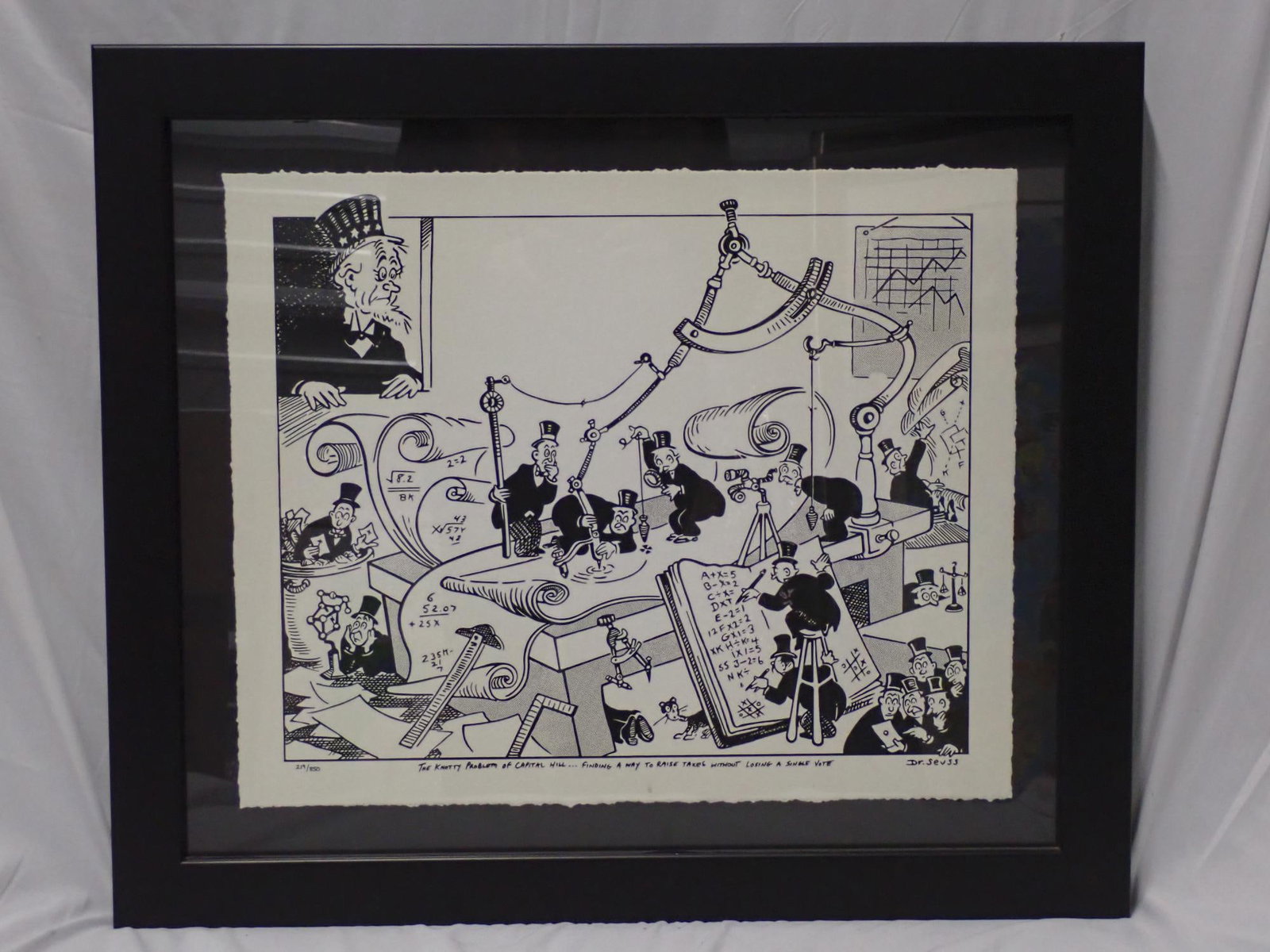 The Knotty Pine Problem of Capitol Hill...: Dr. Seuss Ltd. Edition Print Frame 21" x 24 1/4" Print 15" x 18" black and white Signed No 432/2500 Certification of Authenticity