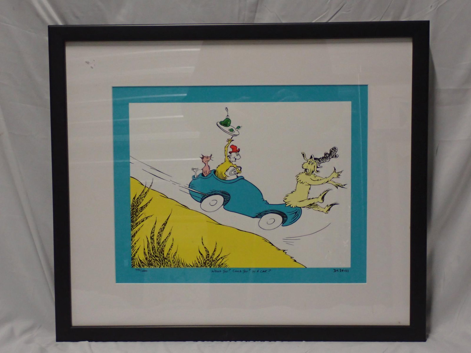 Would You? Could You? In a Car?: Dr. Seuss Ltd. Edition Print. Frame: 20" x 24 1/4" print 12 1/2 x 16" Signed, No 432/2500 Certificate of Authenticity