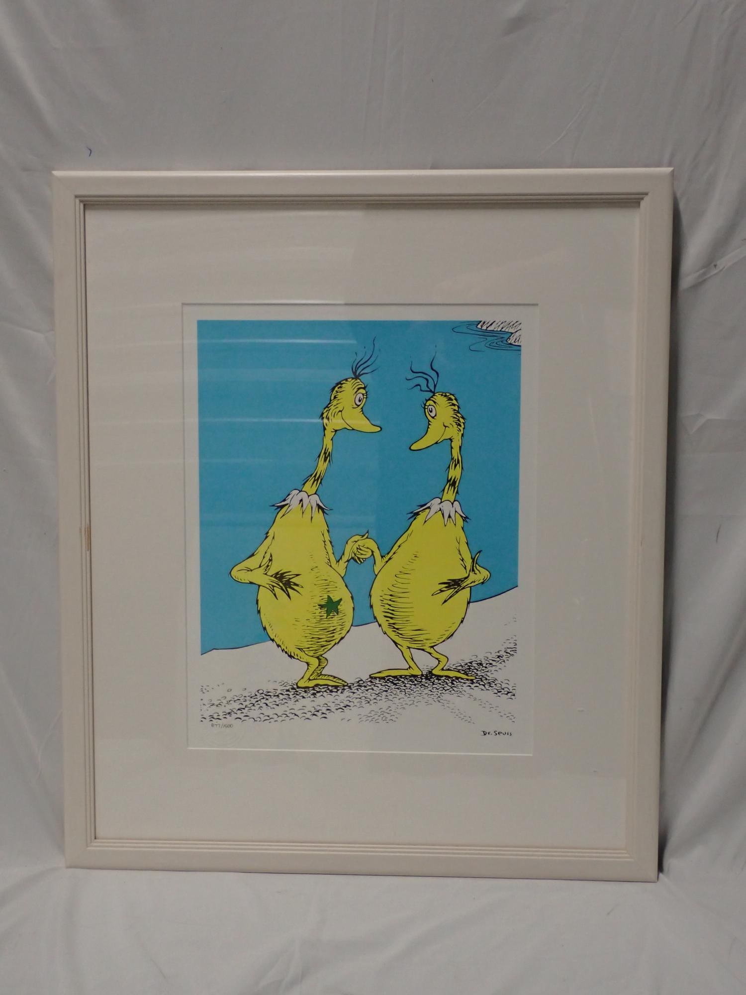 Star Belly Friends: Dr. Seuss Ltd Edition print Star Belly Friends from the Sneetches and Other Stories Frame 24 1/4" x 20 3/4" Print 15 1/2" x 12" Signed No 877/1500 Certificate of Authenticity. small mar w/paint loss