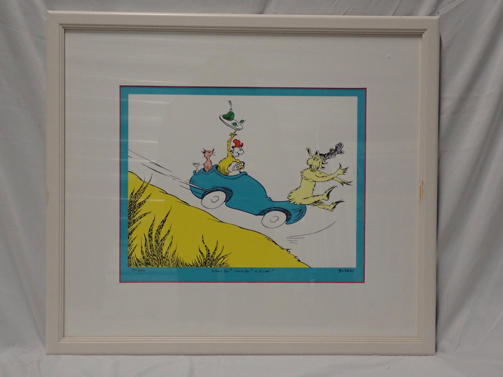 Would You? Could You? In a Car?: Ltd. Edition Dr. Seuss Print Frame 20 3/4" x 24" print 12" x 15" Signed No. 435/2500. Certificate of authenticity. Some slight marring on both sides of frame