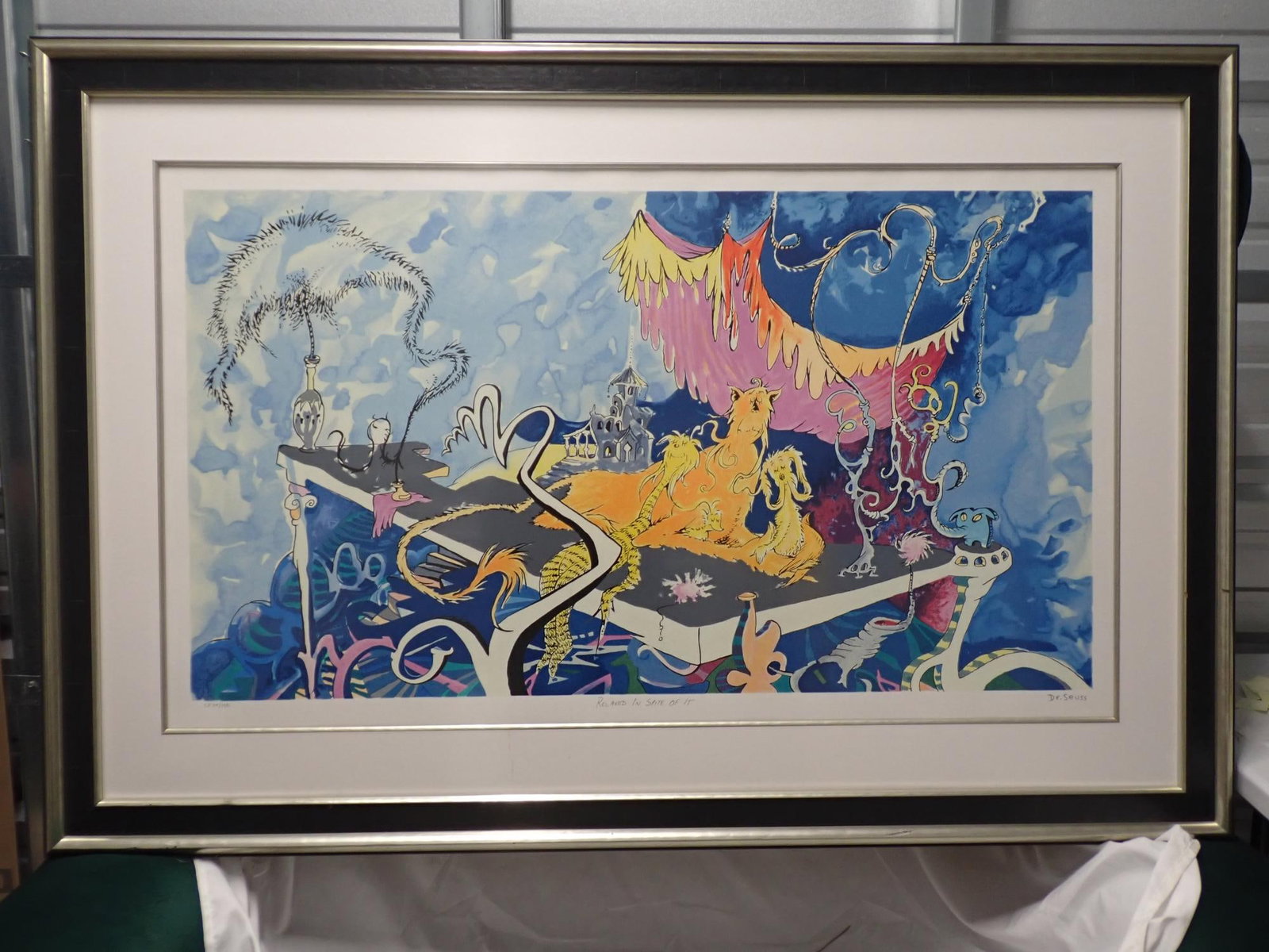 Relaxed in Spite of it: Dr. Seuss, lLtd. Edition print. Relaxed in Spite of it. Frame 38" x 56 1/2" Print 26" x 25" Signed, No cp 35/155