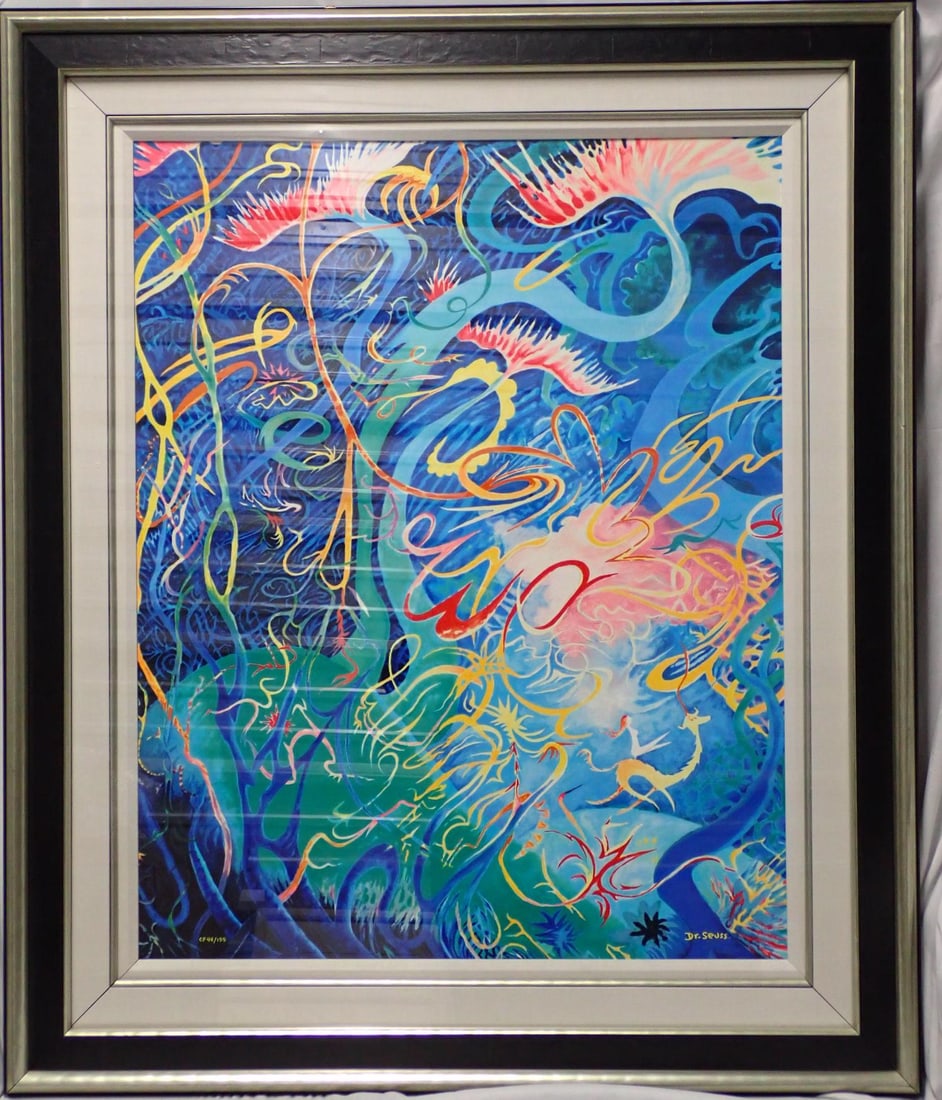 Every Girl Should have a Unicorn: Dr. Seuss Ltd. Edition print, signed No.CP 44/195 Frame. Certificate of Authenticity. Frame 44" x 37" print 33 1/4" x 26 1/4".