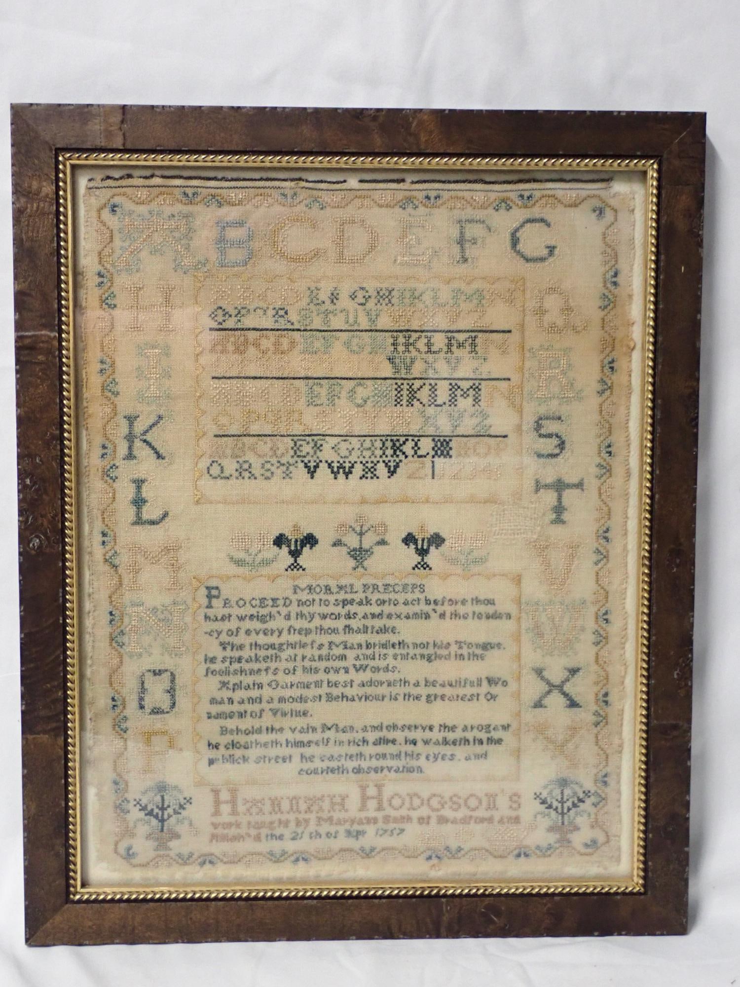 1757 Hannah Hodgson Sampler (1 of 9)
