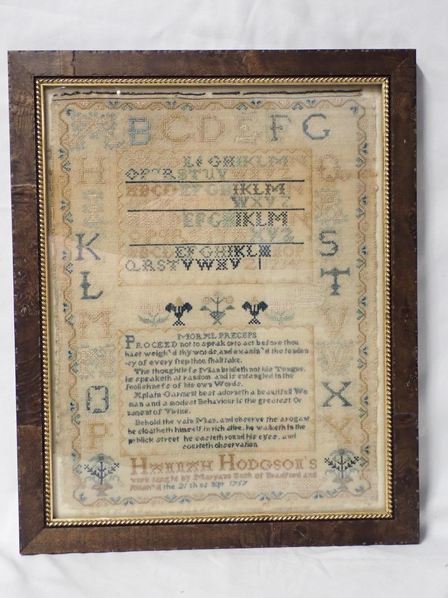 1757 Hannah Hodgson Sampler - 2
