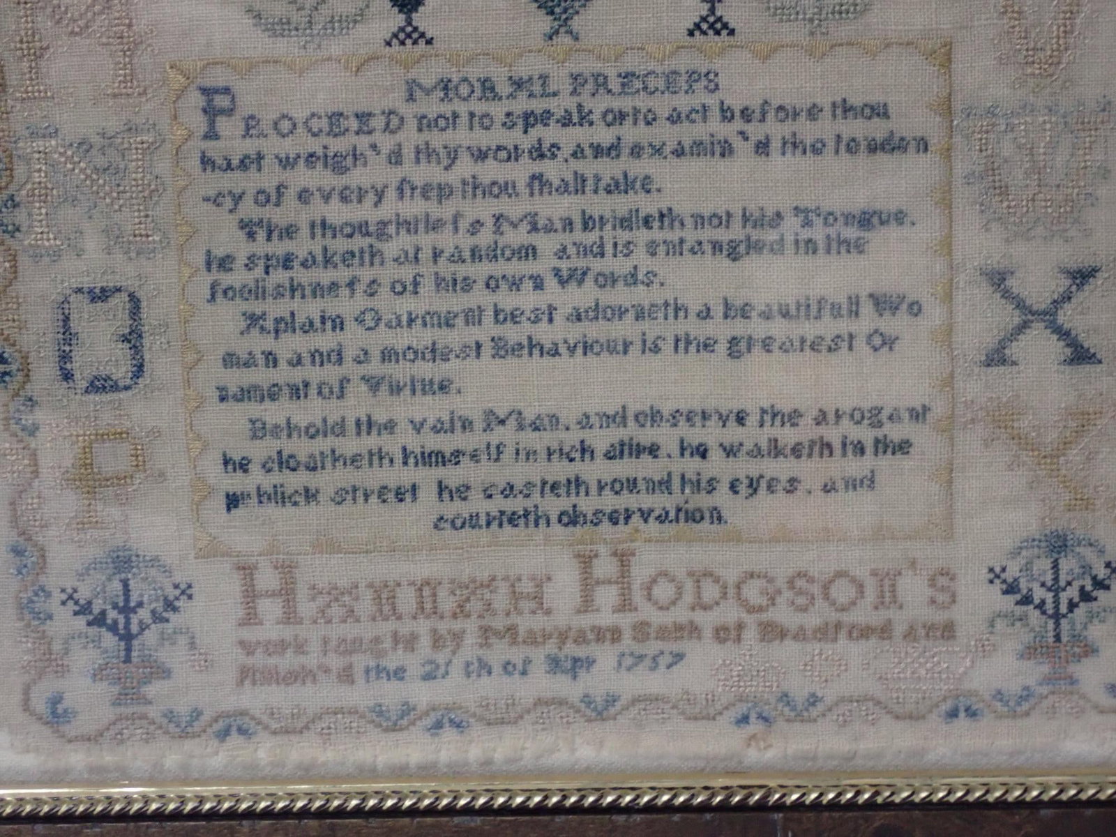 1757 Hannah Hodgson Sampler - 5