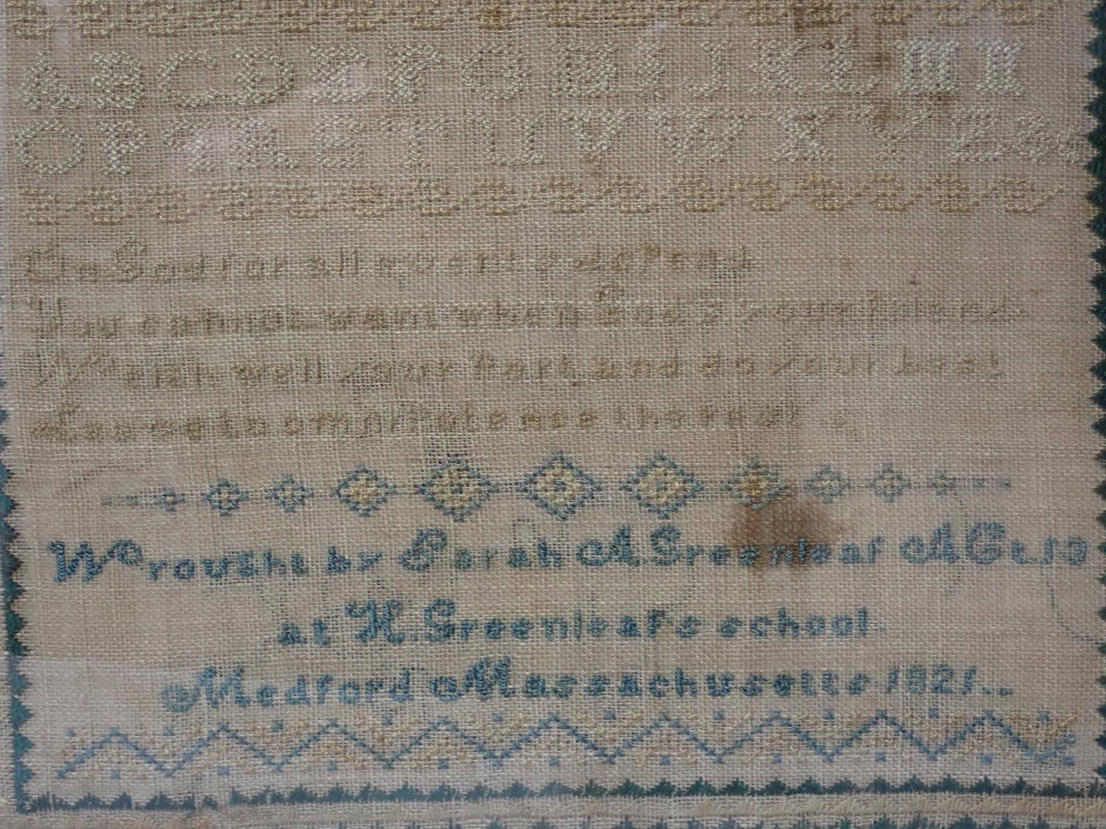 1821 Sarah A, Greenleaf sampler - 2
