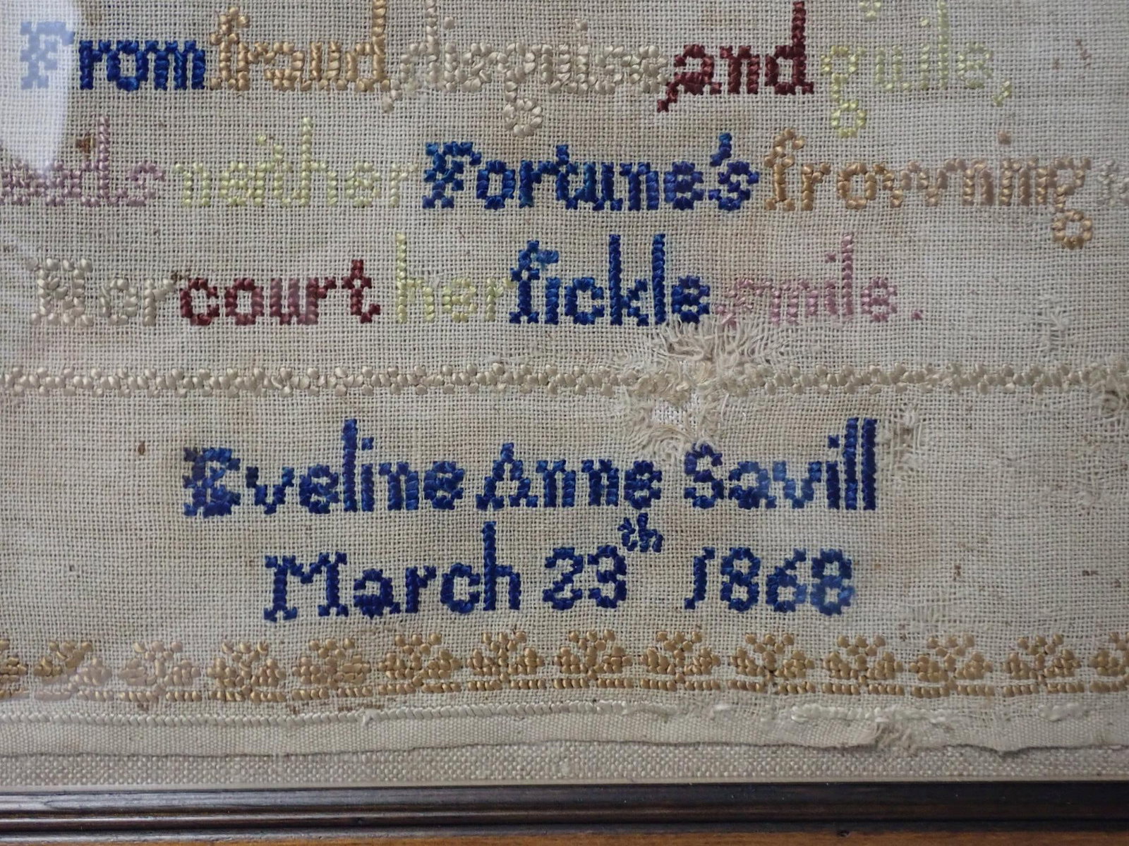 1868 Eveline Anne Savill Sampler - 3