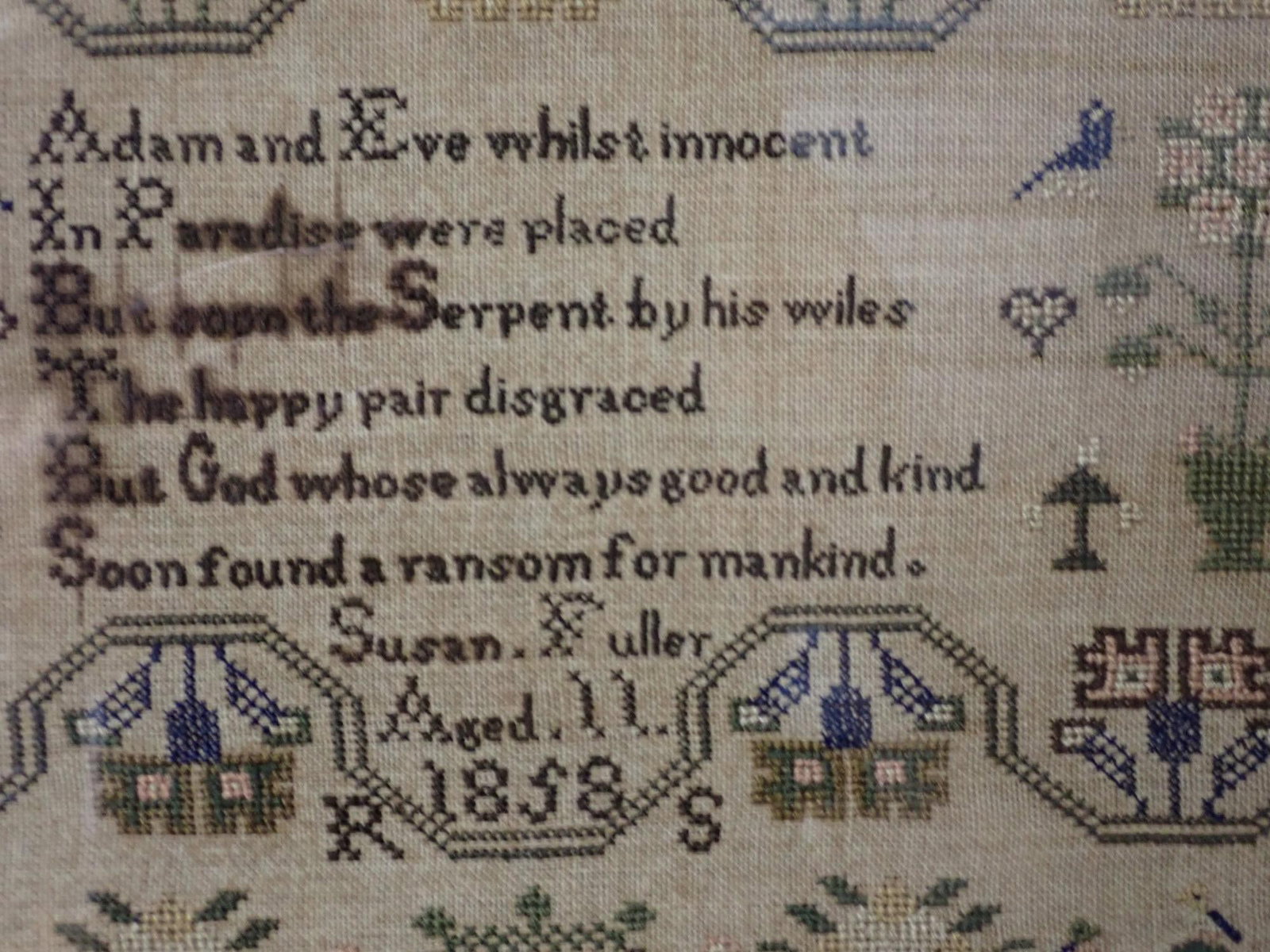 1858 Susan Fuller Sampler - 5