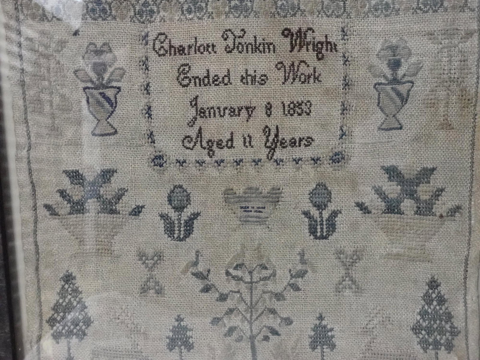 1853 Charlott Tonkin Wright Sampler - 4