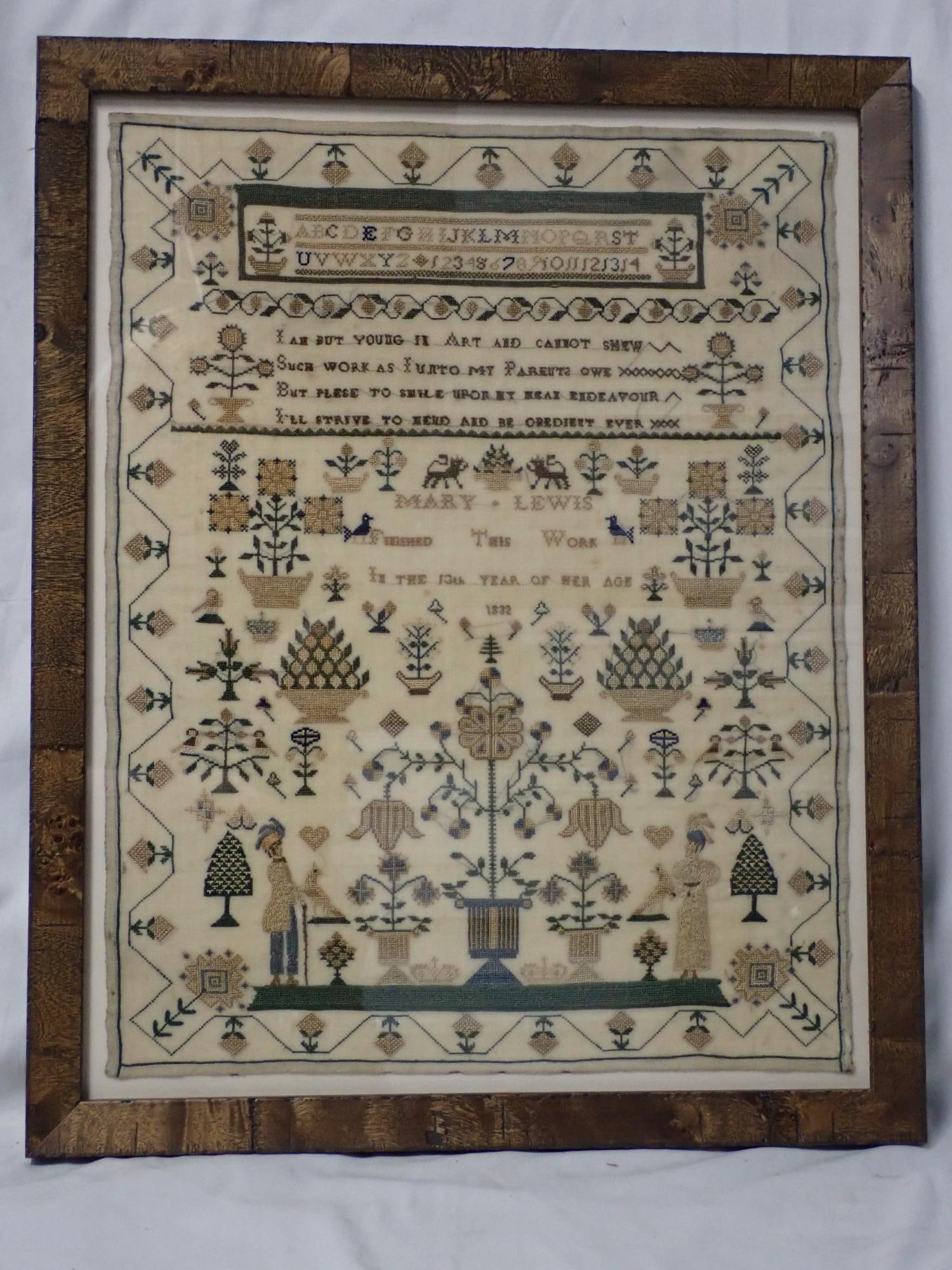 1832 Mary Lewis Sampler - 2