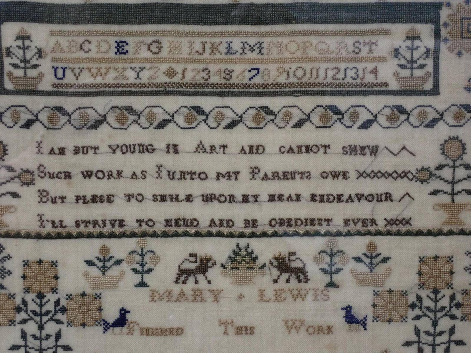 1832 Mary Lewis Sampler - 6