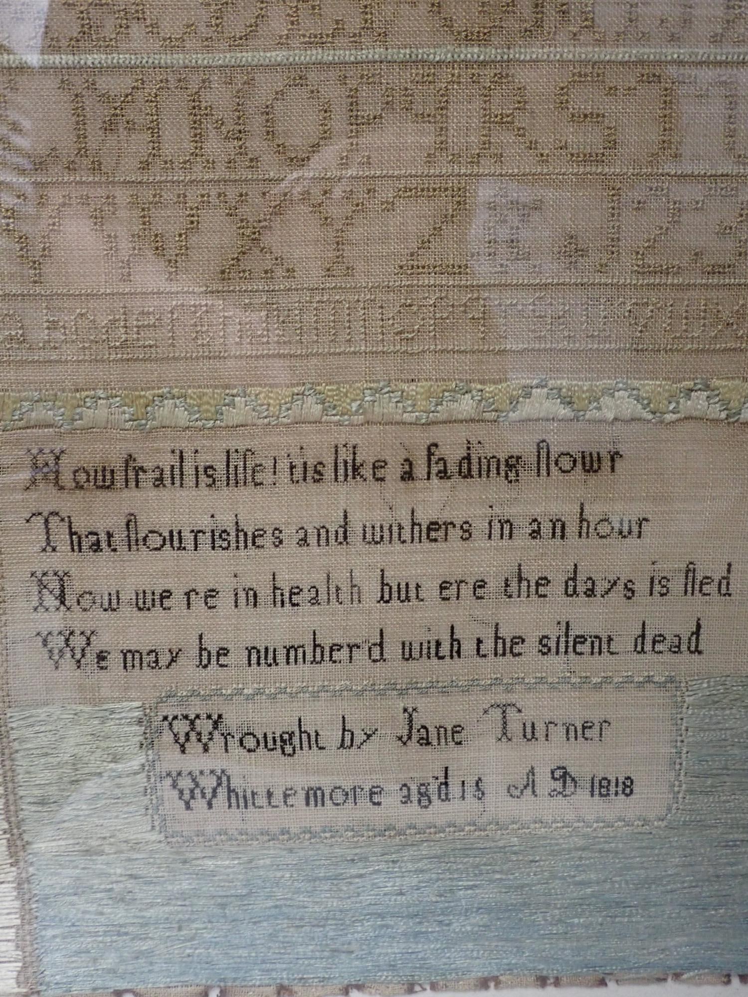 1818 Jane Turner Sampler - 3