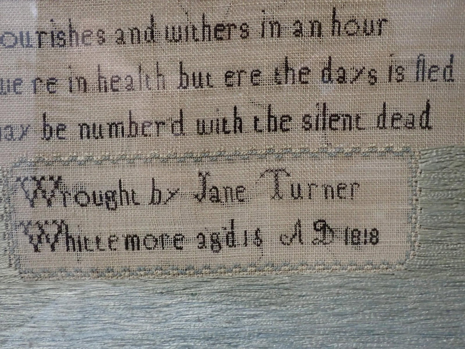 1818 Jane Turner Sampler - 5