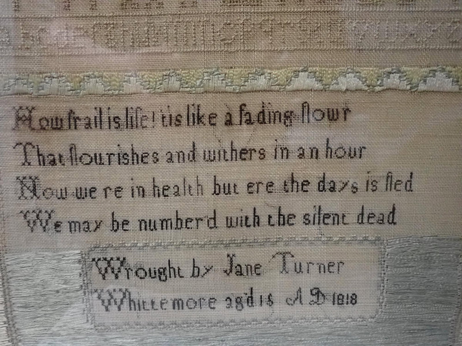 1818 Jane Turner Sampler - 7