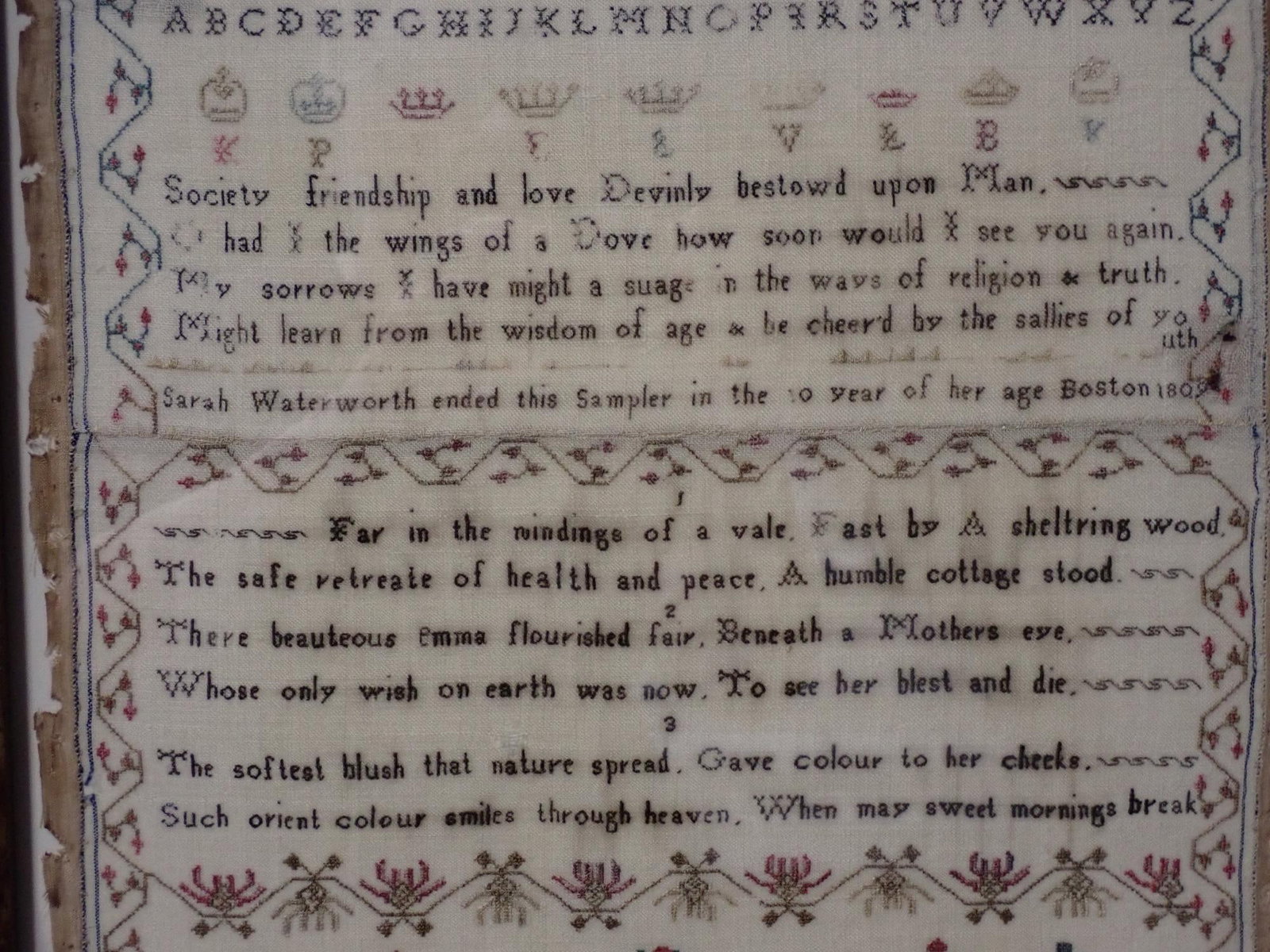 1809 Sarah Waterworth Sampler - 4