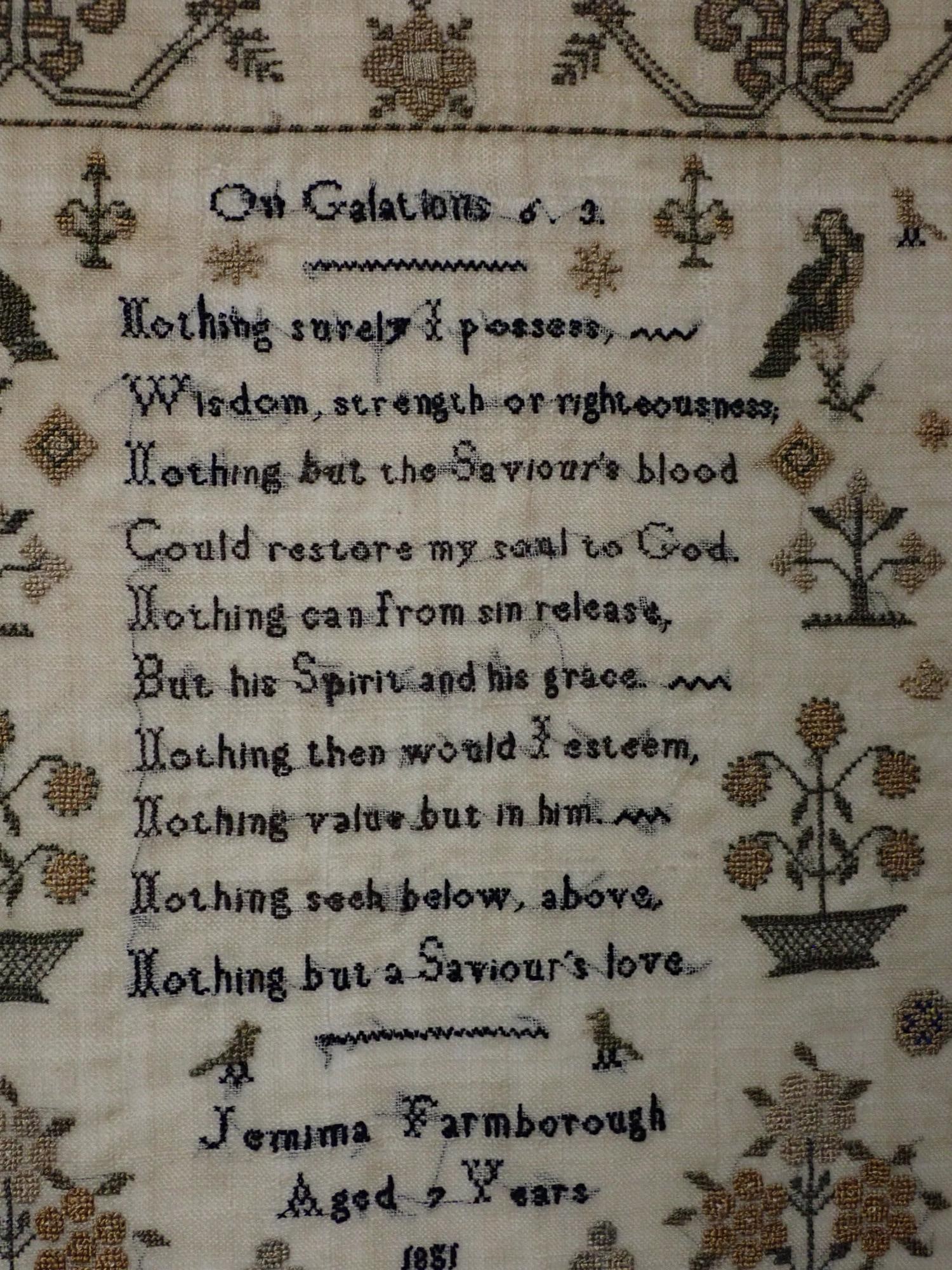 1851 Jemima Farmborough Sampler - 3