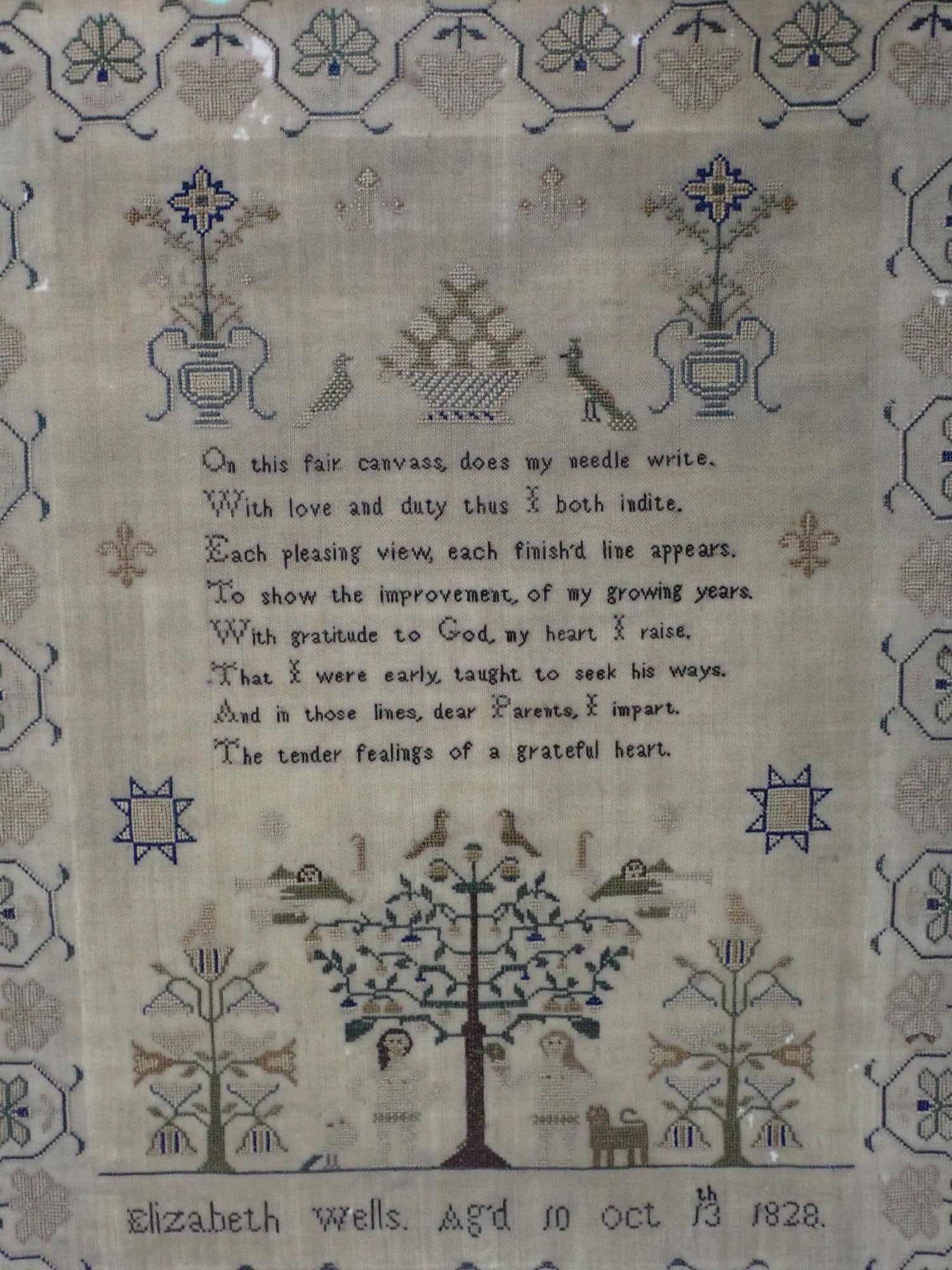 1828 Elizabeth Wells Sampler - 2