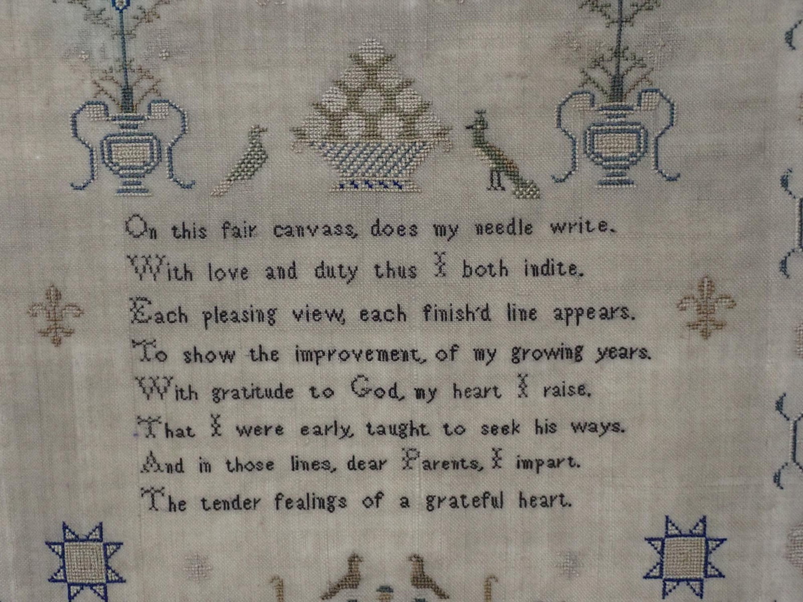 1828 Elizabeth Wells Sampler - 4