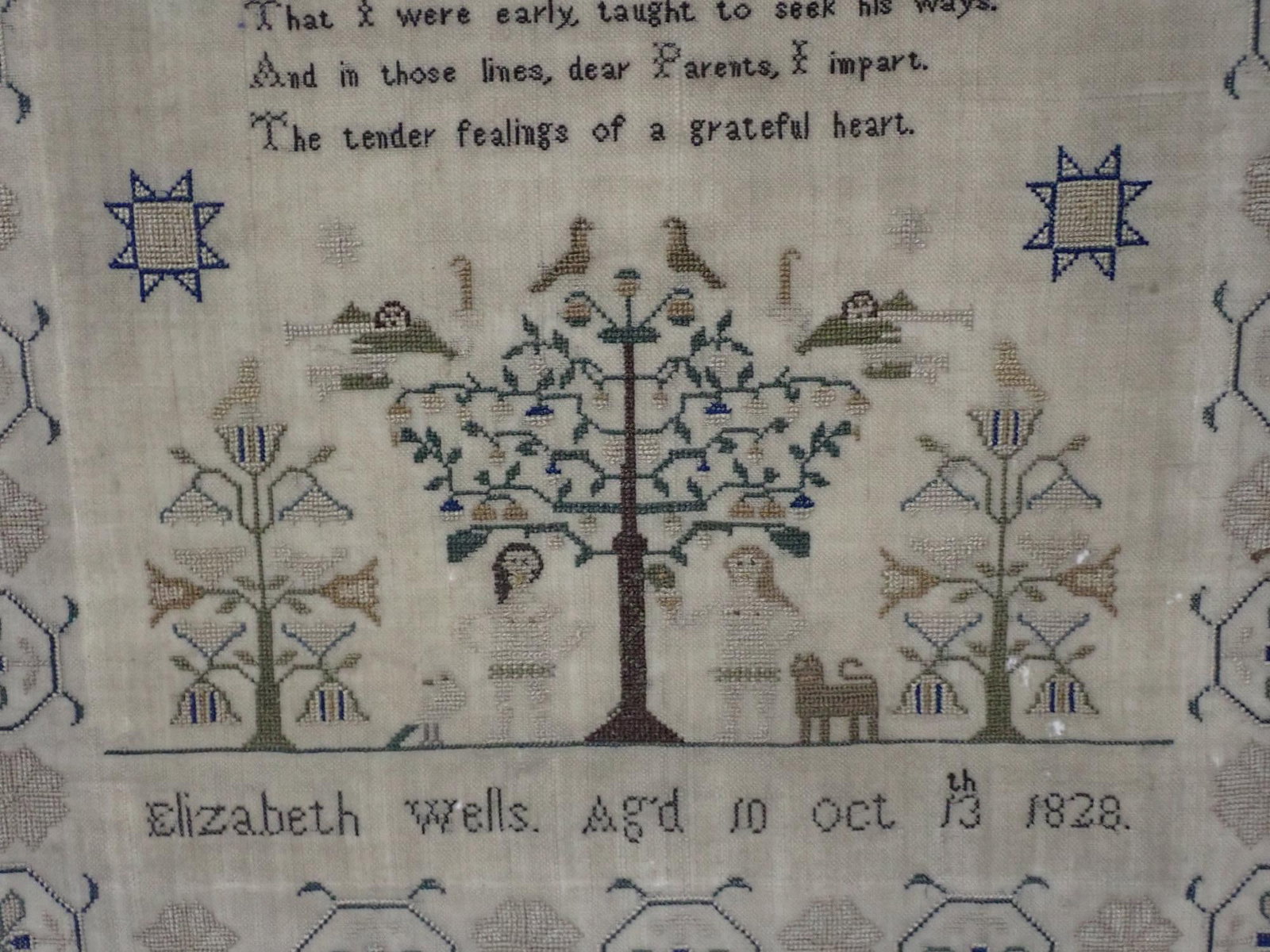 1828 Elizabeth Wells Sampler - 5