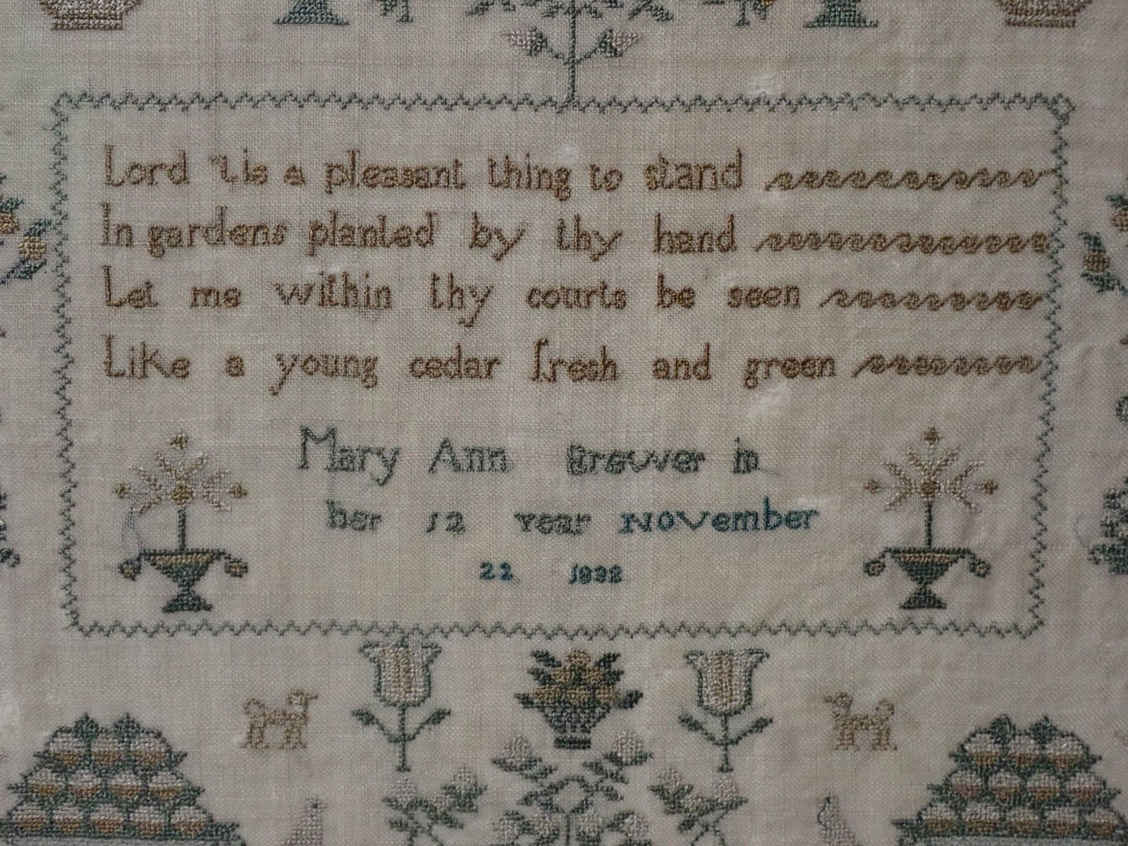 1832 Mary Ann Brewer Sampler - 3