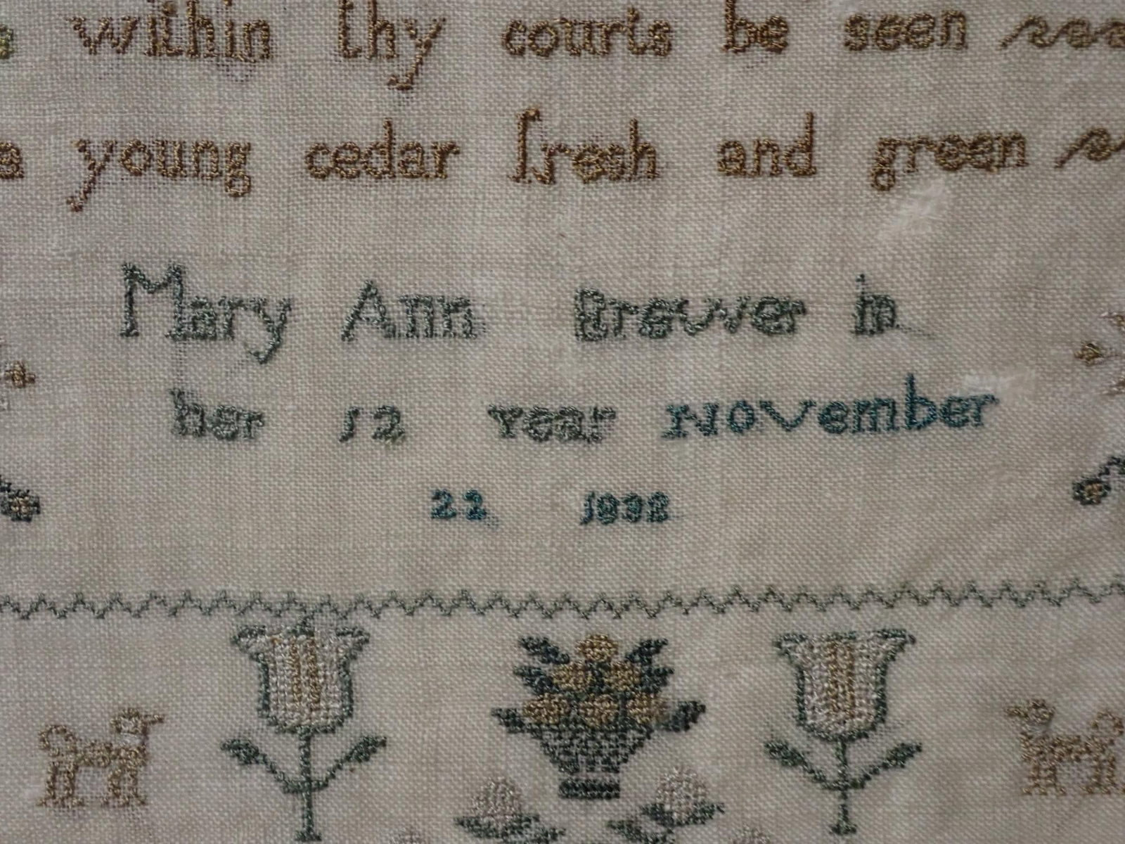 1832 Mary Ann Brewer Sampler - 4