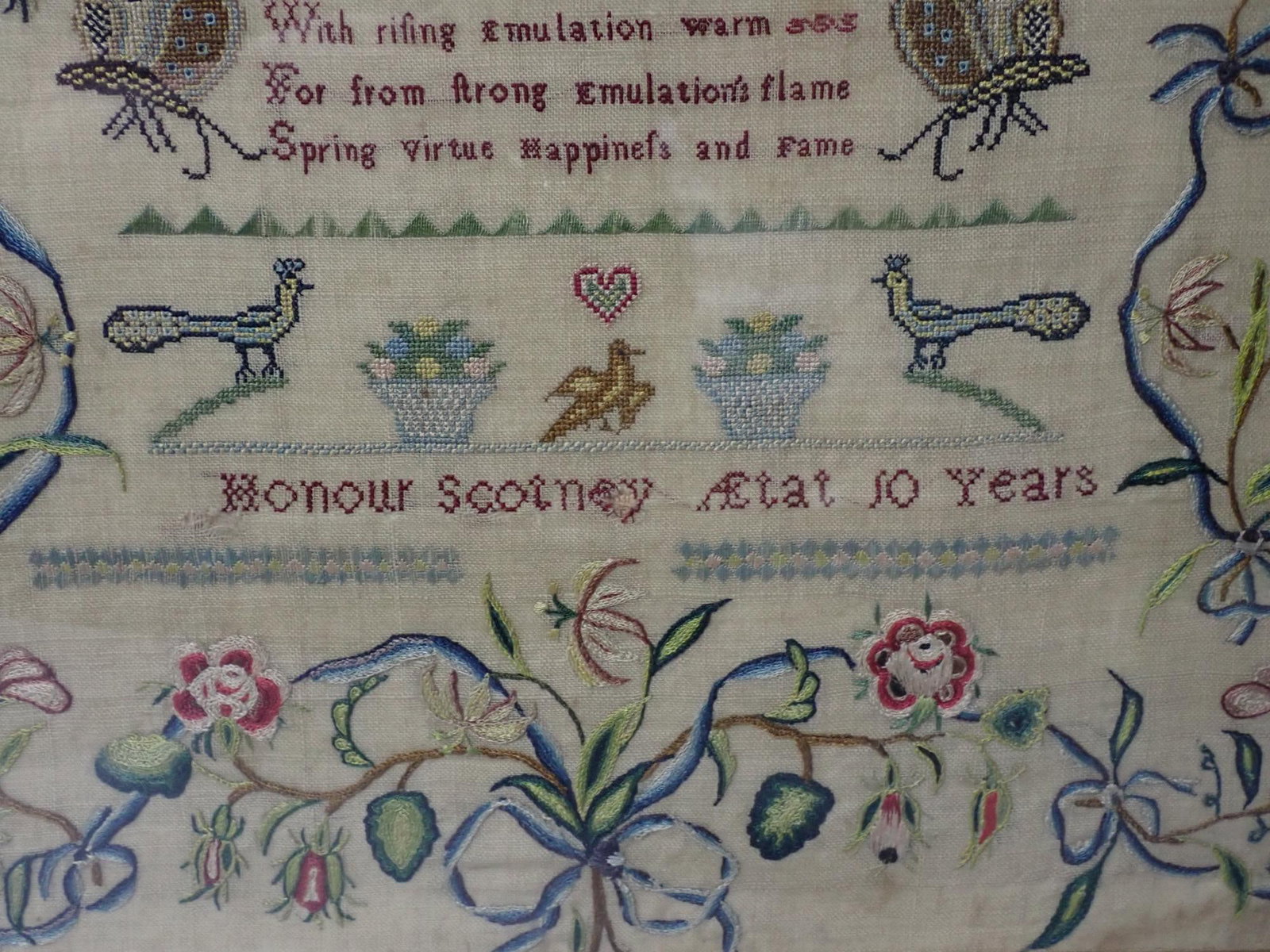 Late 17th C Honour Scotney Sampler - 2