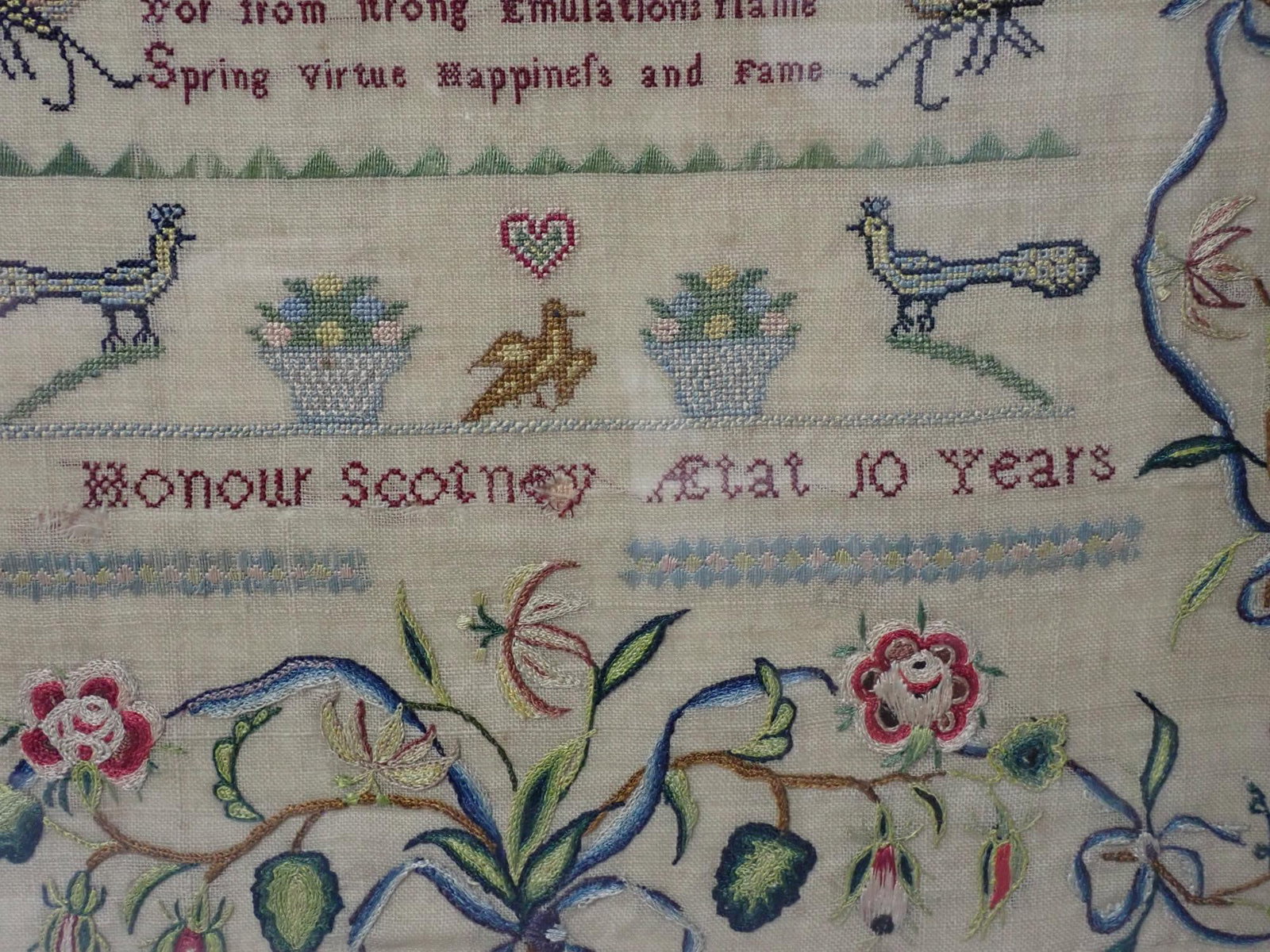 Late 17th C Honour Scotney Sampler - 3