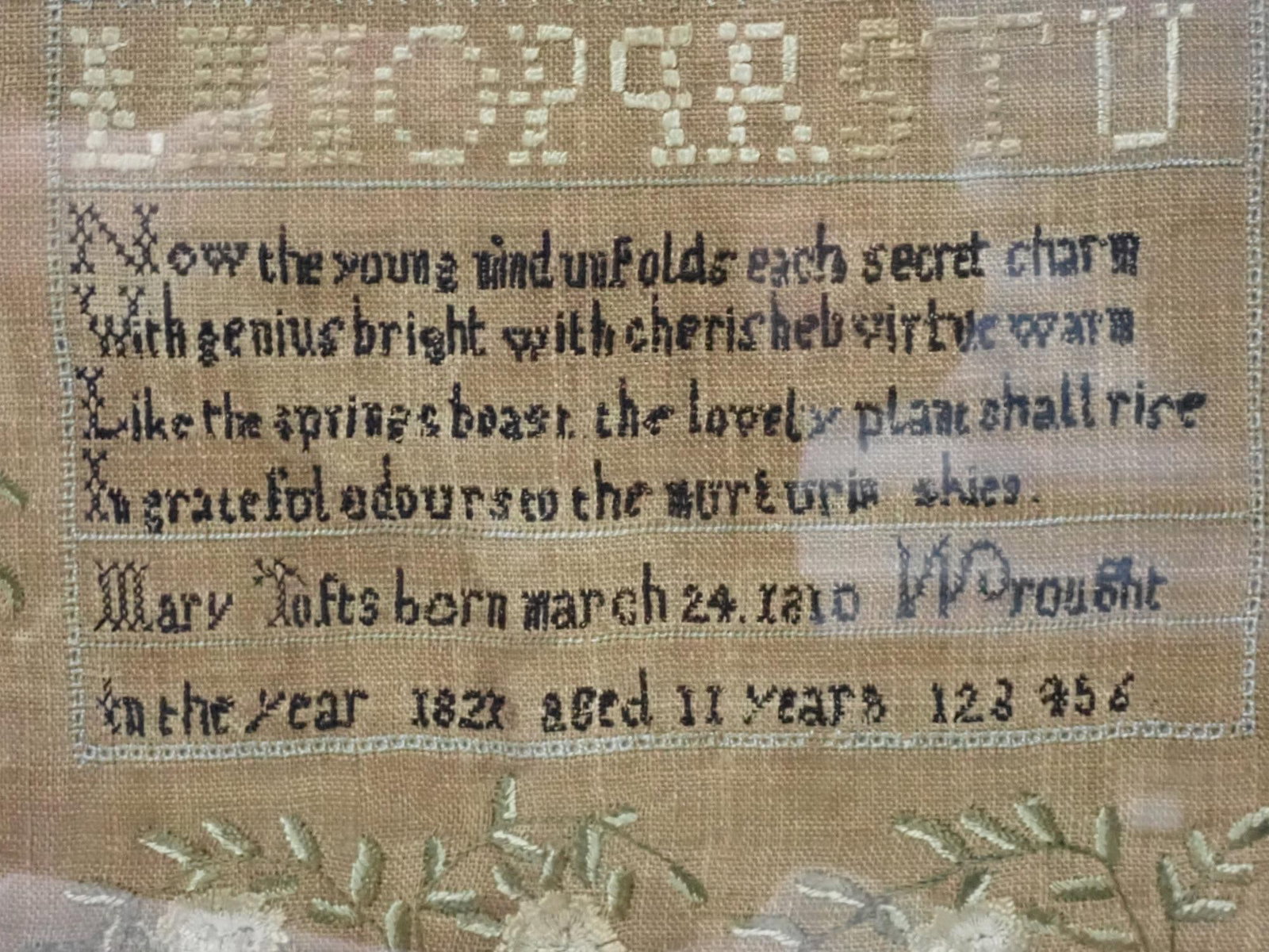 1821 Mary Tufts Sampler - 6