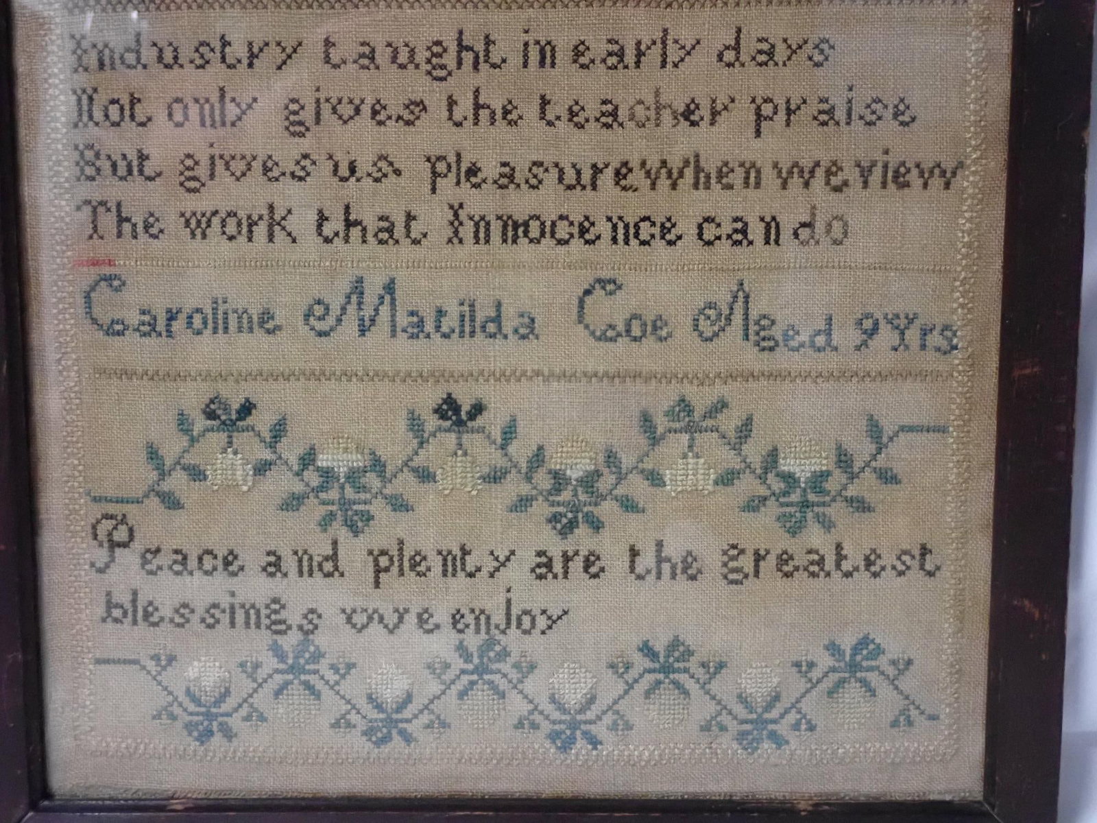 1836 Caroline Matilda Coe Sampler - 2