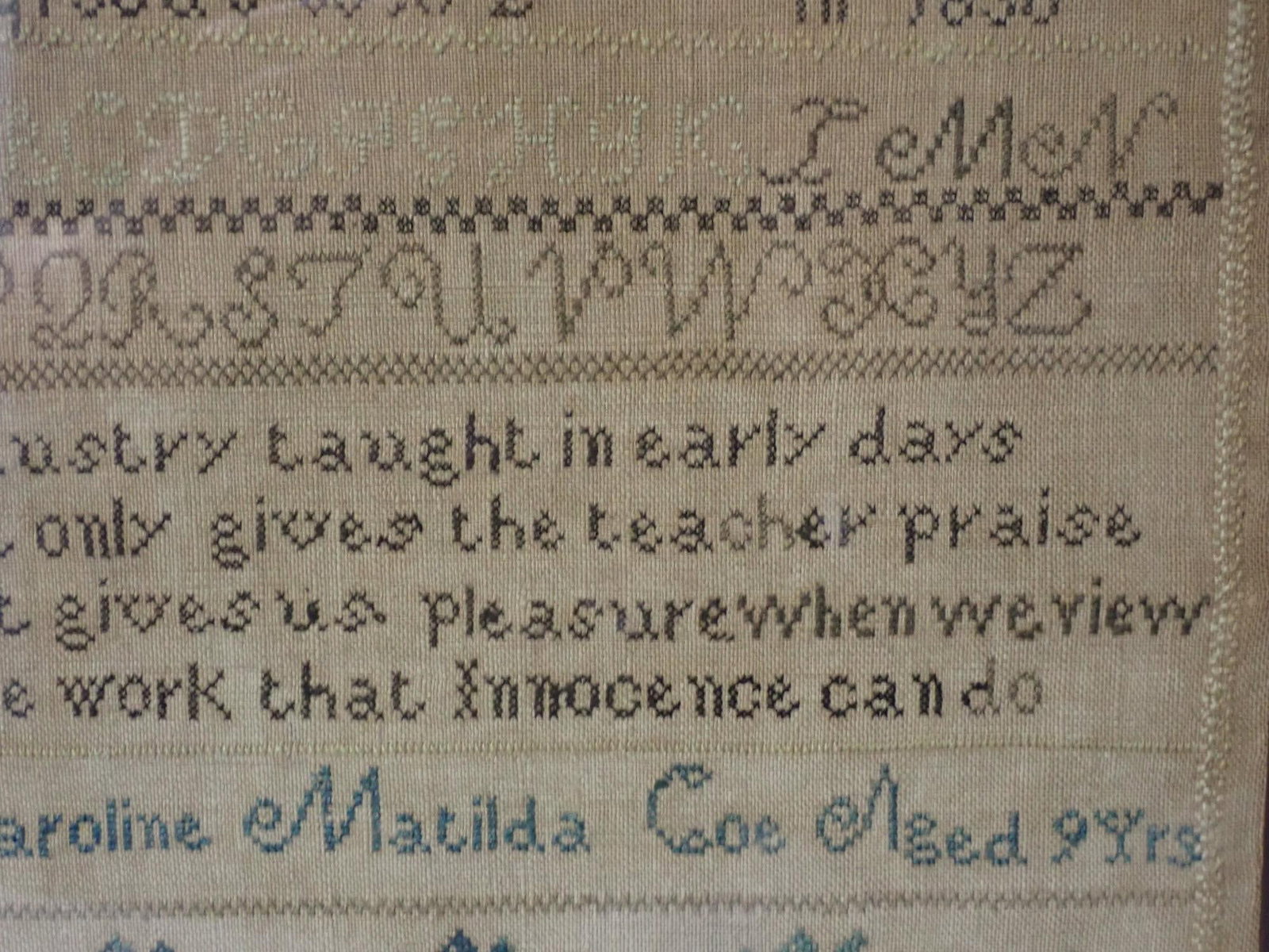 1836 Caroline Matilda Coe Sampler - 4