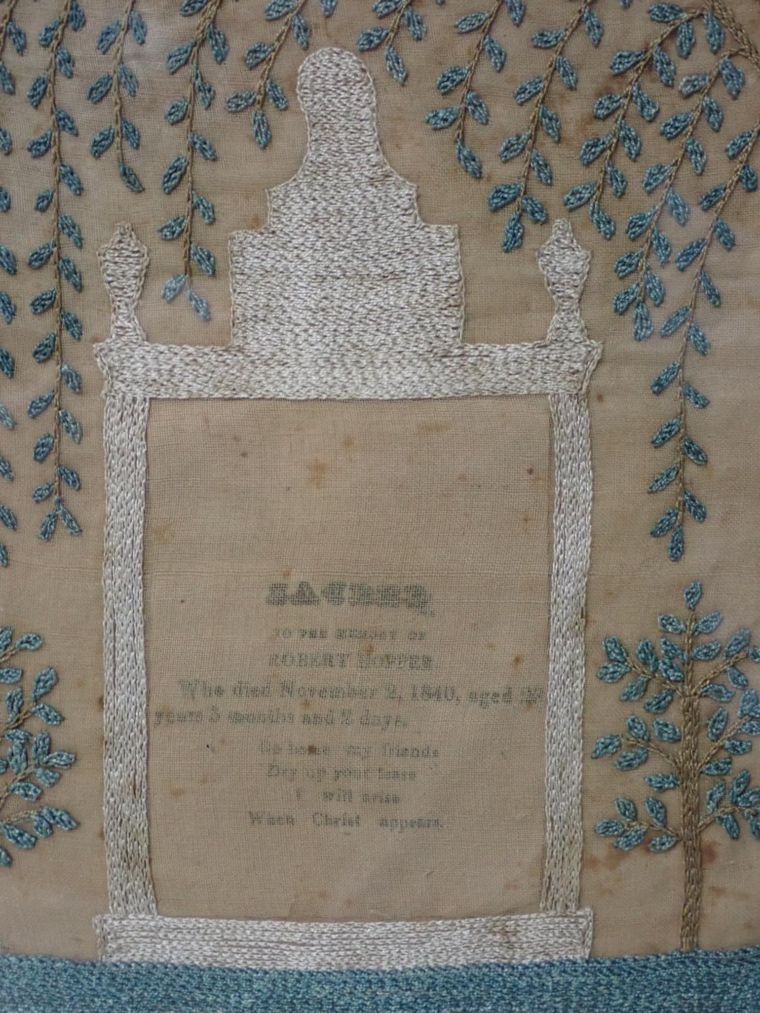 1840 Funerary Robert Hopper Sampler - 2