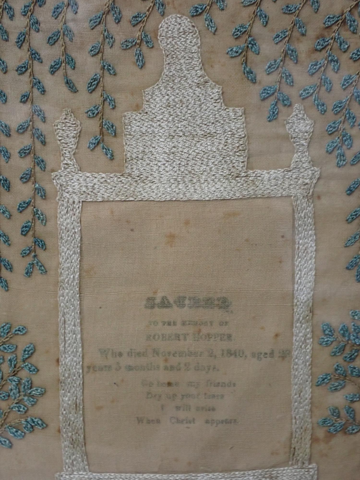 1840 Funerary Robert Hopper Sampler - 3