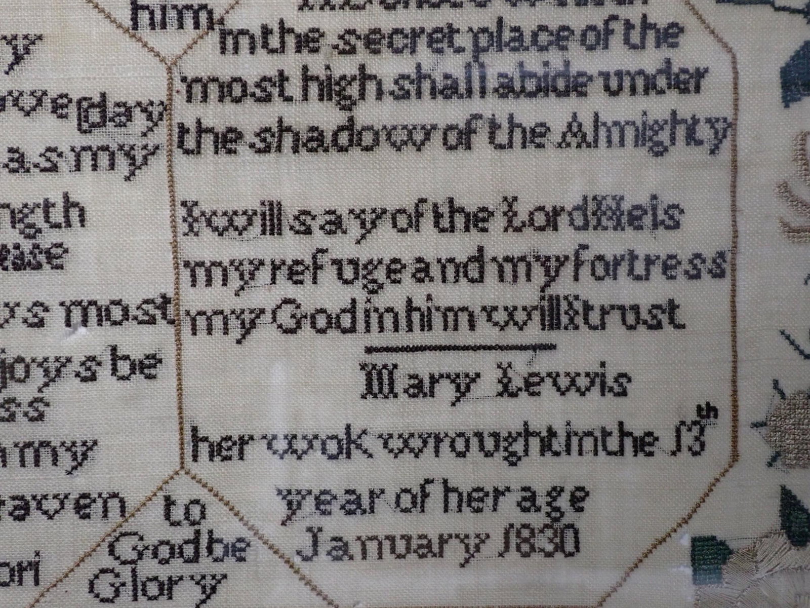 1830 Mary Lewis Sampler - 3