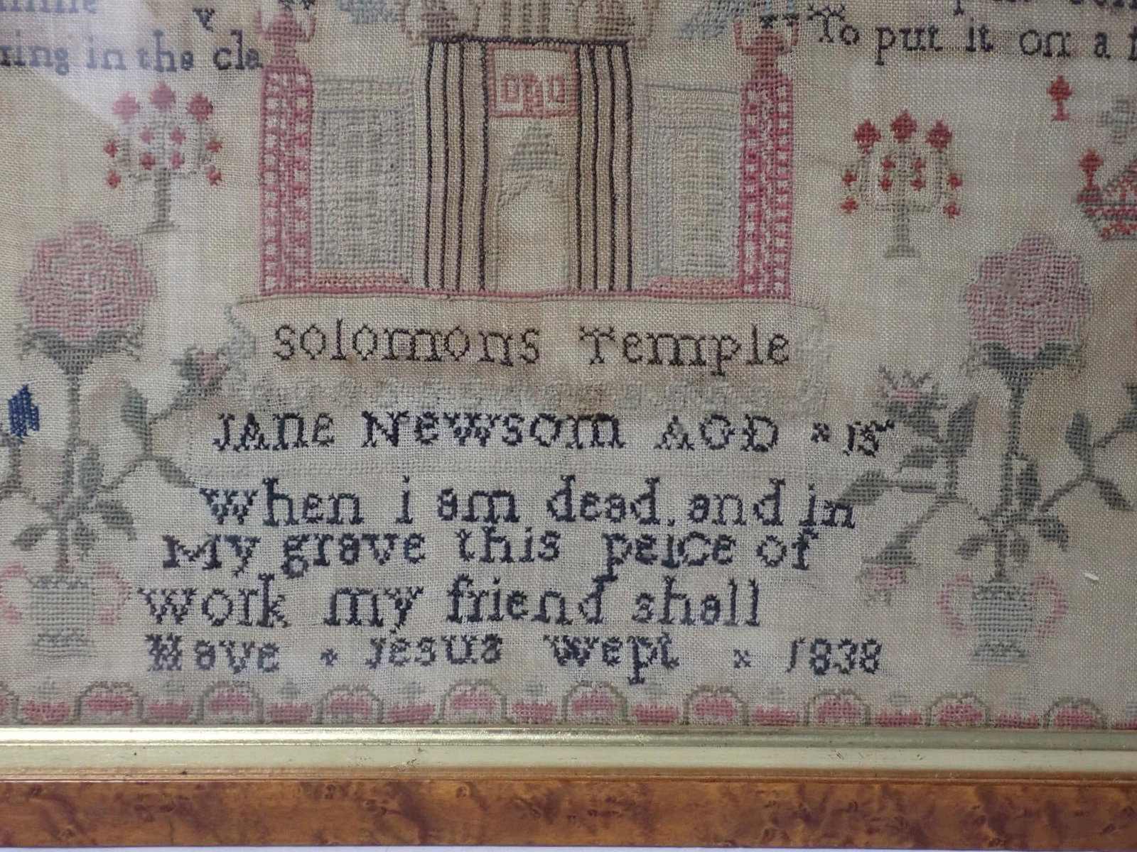 1838 Jane Newsom Sampler - 2