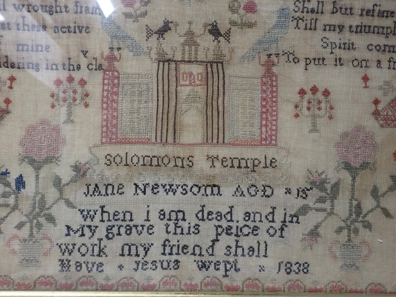 1838 Jane Newsom Sampler - 3