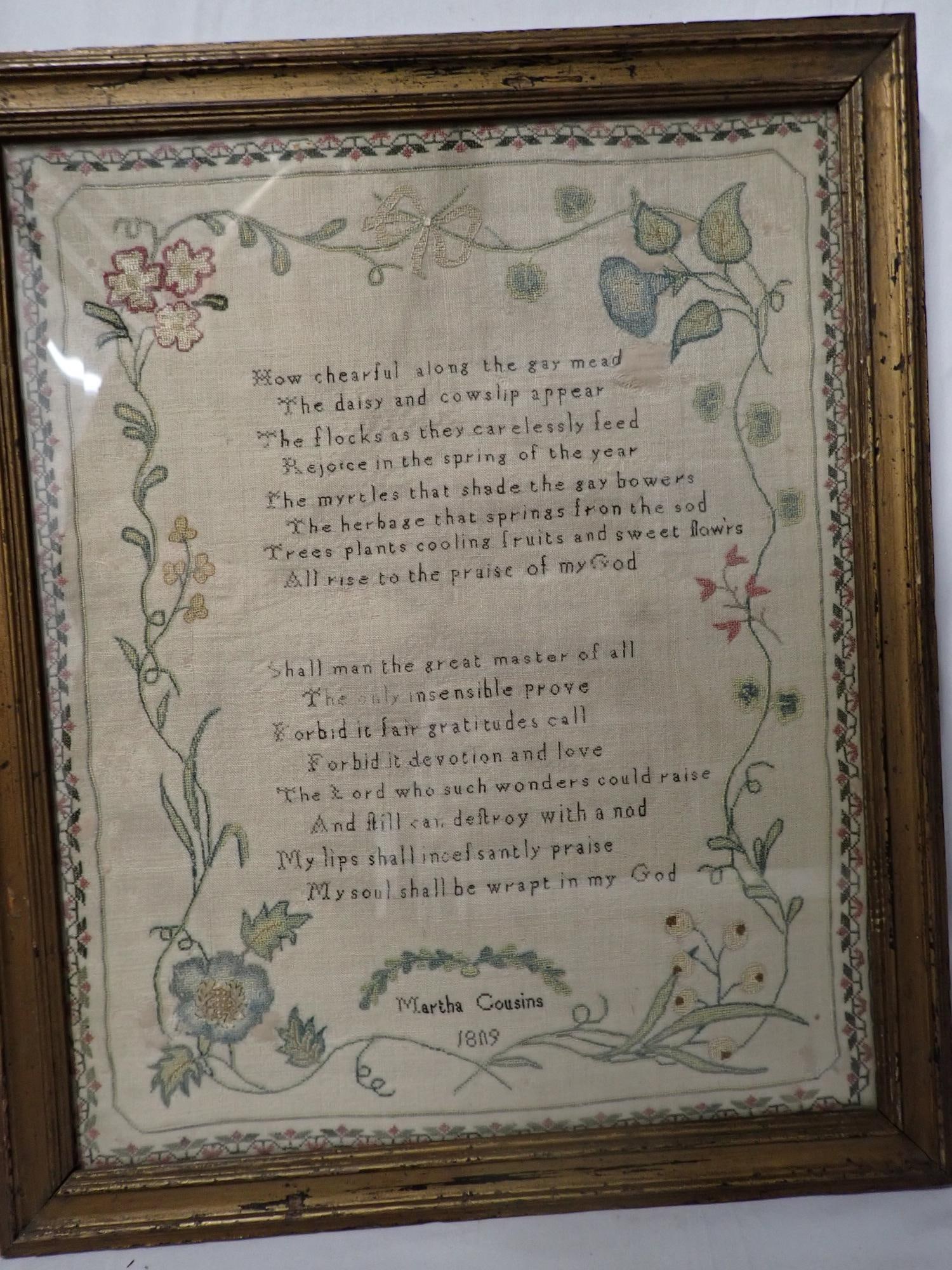 1809 Martha Cousins sampler - 2