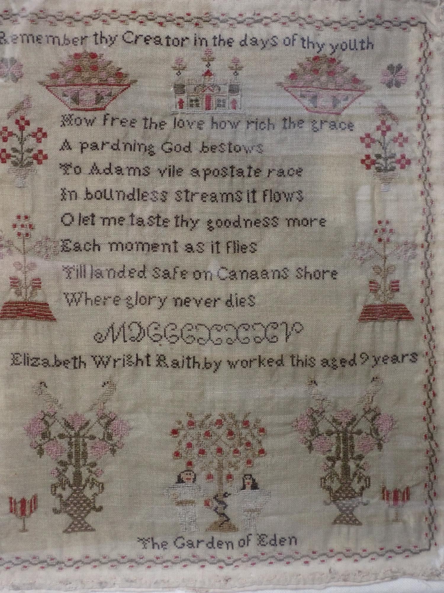 MDCCCXXXV (1835) Elizabeth Wright Raitthby Sampler - 2