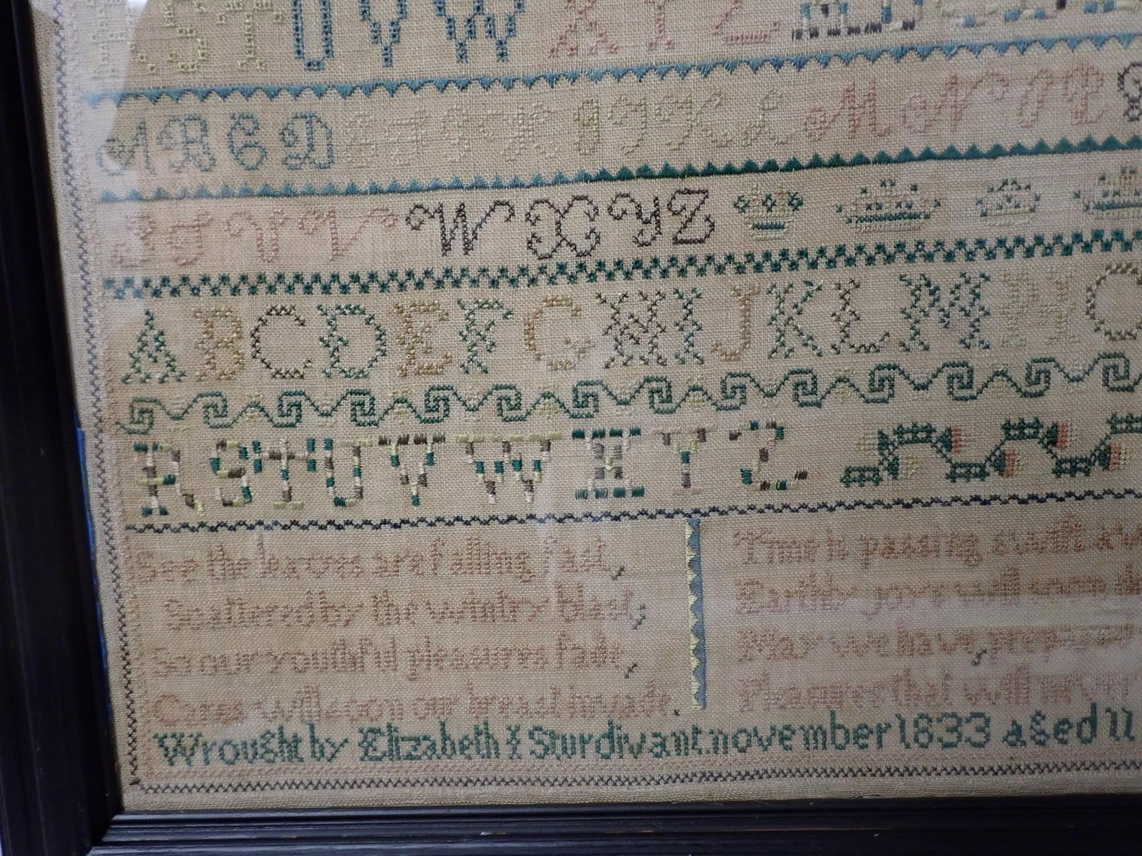 1833 Elizabeth Sturdivant Sampler - 2