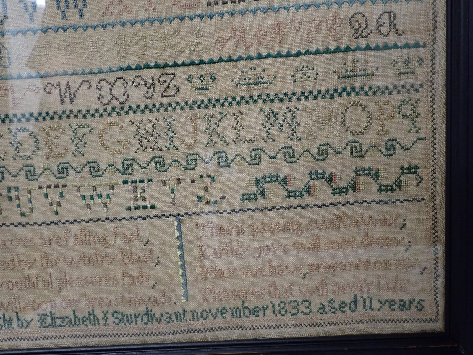 1833 Elizabeth Sturdivant Sampler - 3
