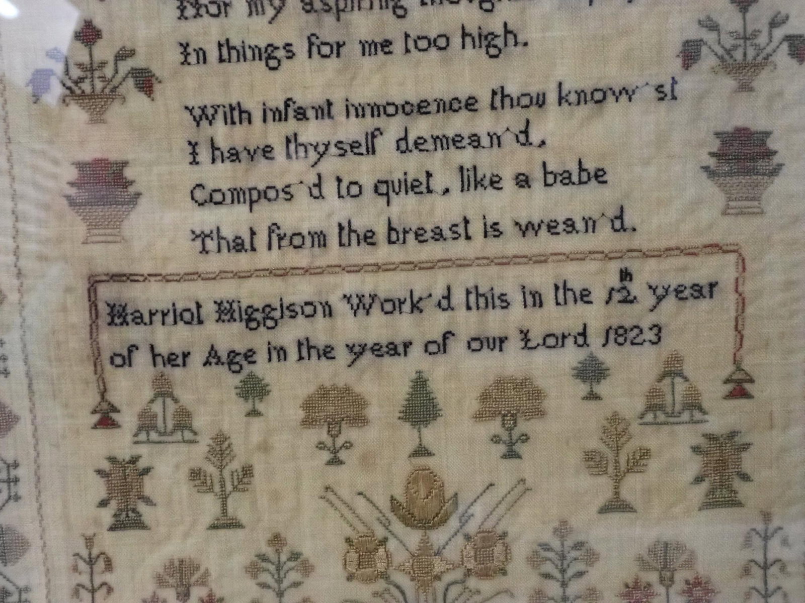 1823 Harriot Higglson Sampler - 3
