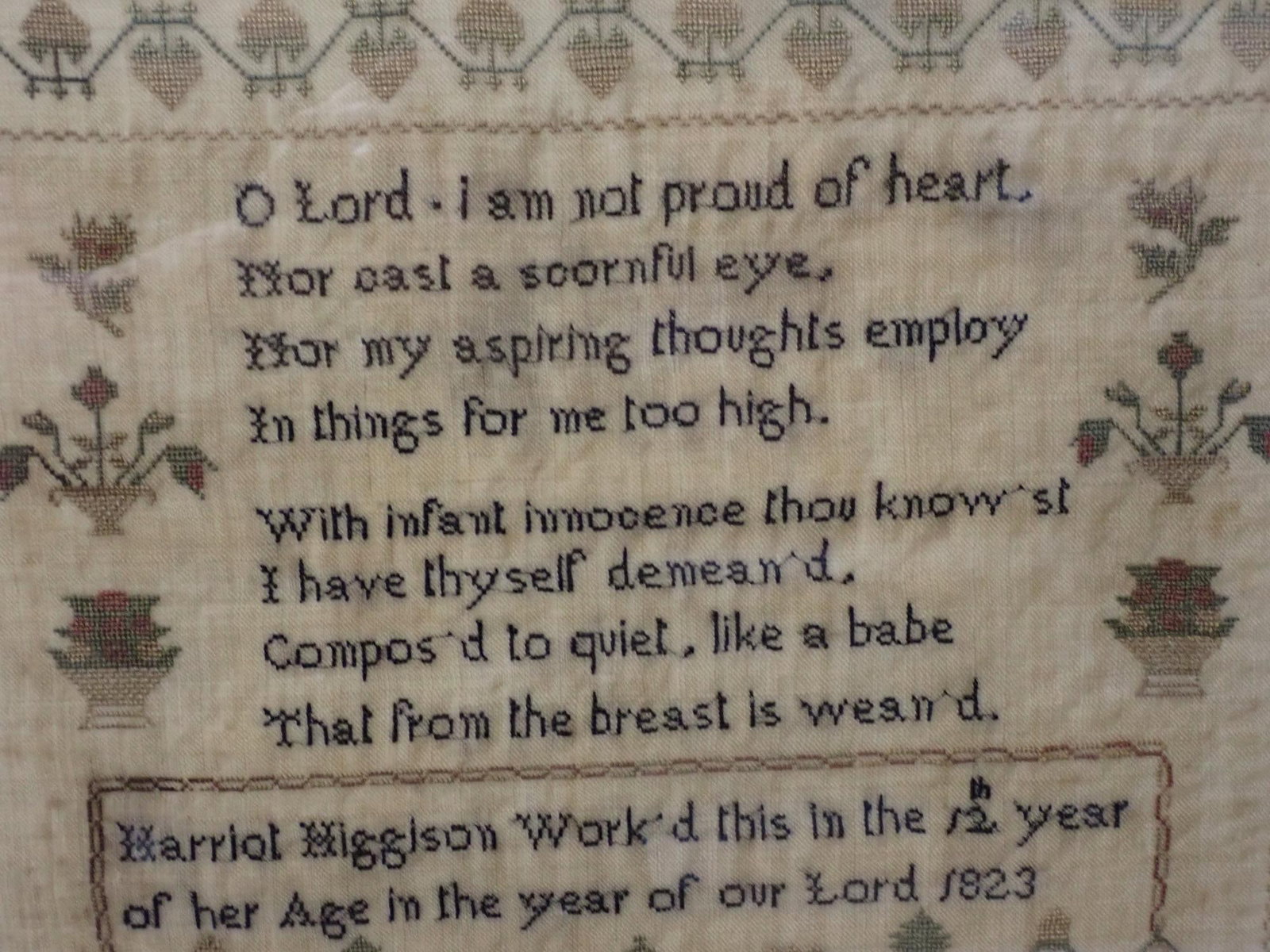 1823 Harriot Higglson Sampler - 4