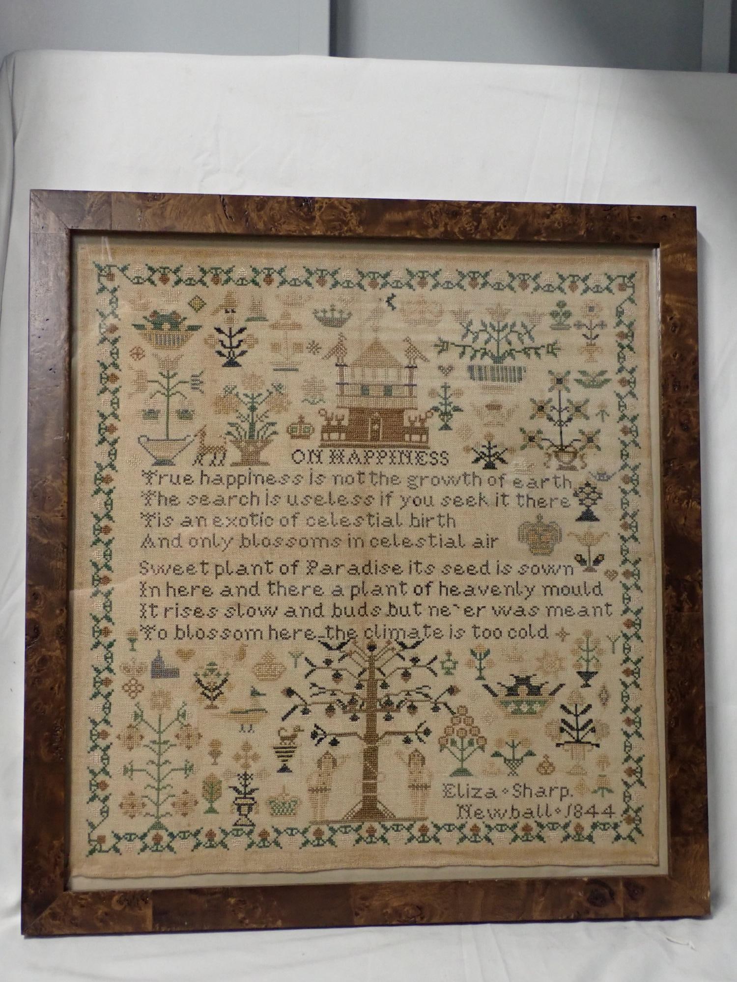 1844 Eliza Sharp Newball Sampler - 2