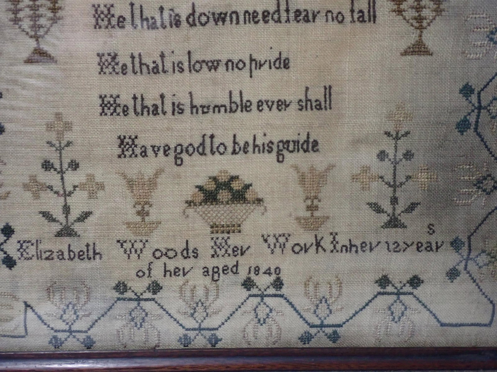 1840 Elizabeth Woods Sampler - 3