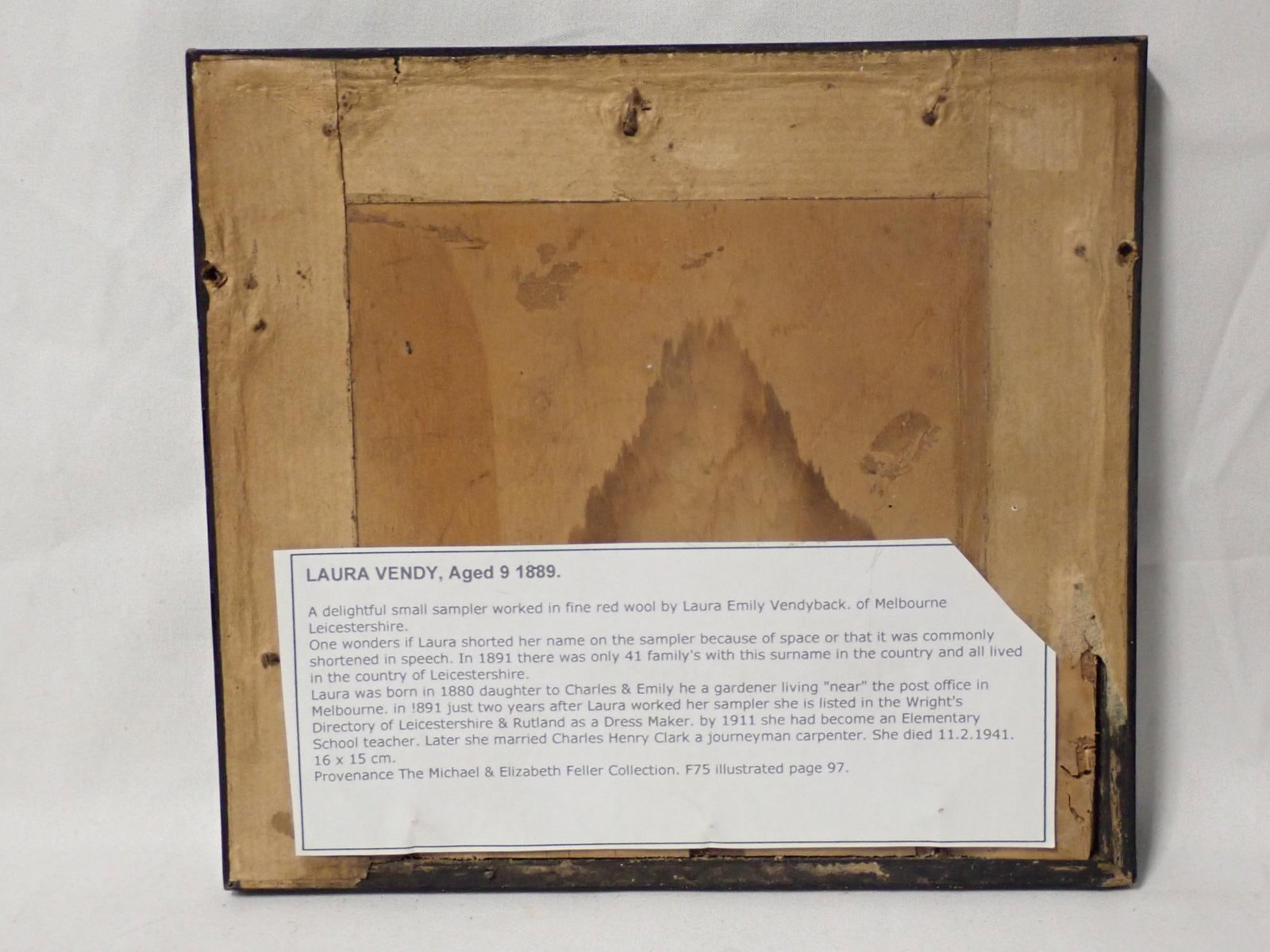 1889 Laura Vendy Sampler - 3