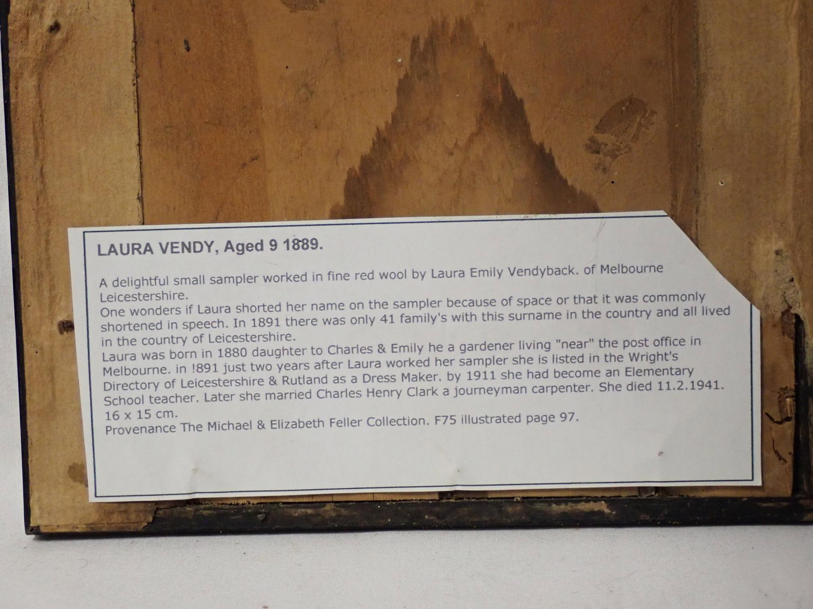 1889 Laura Vendy Sampler - 4