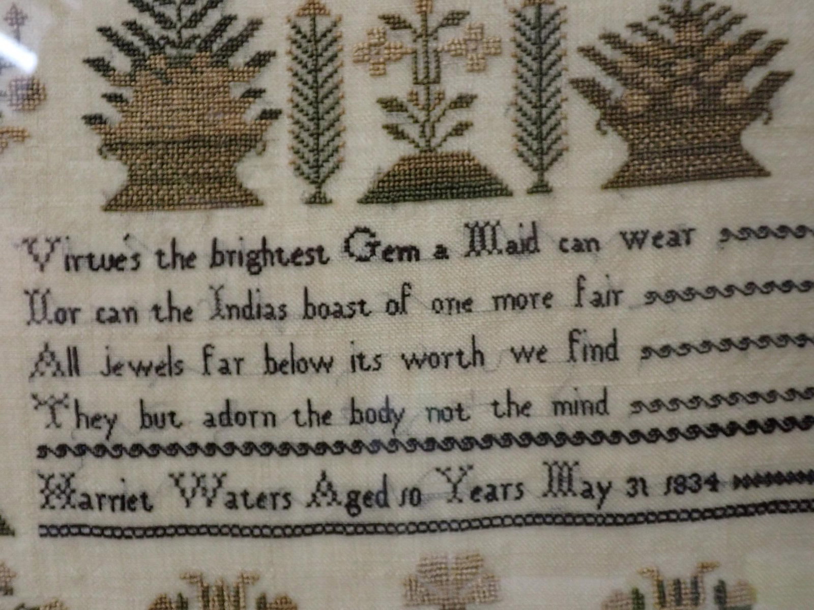 1834 Harriet Waters Sampler - 5