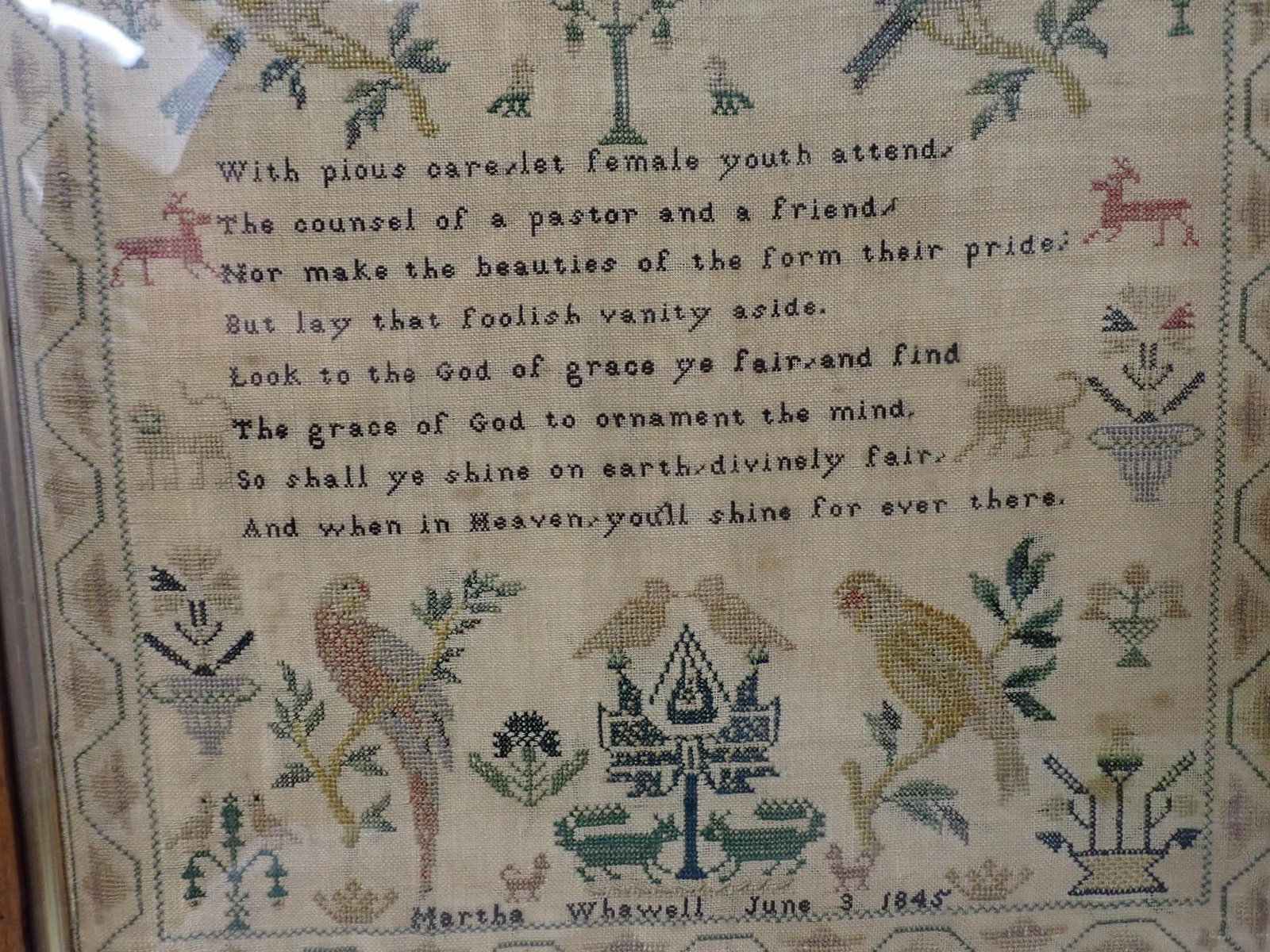 1845 Martha Whawell Sampler - 2